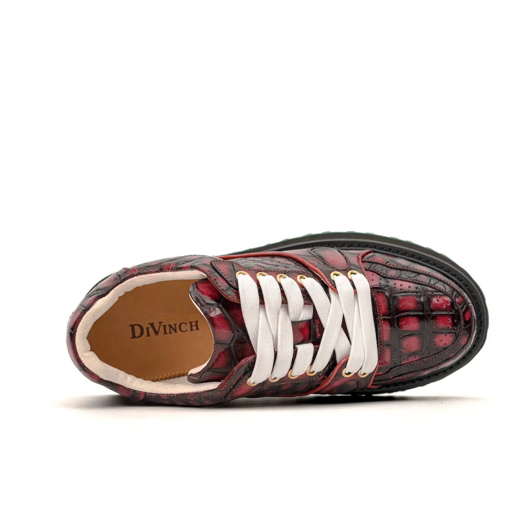 Burgundy Crocodile Platform Sneaker