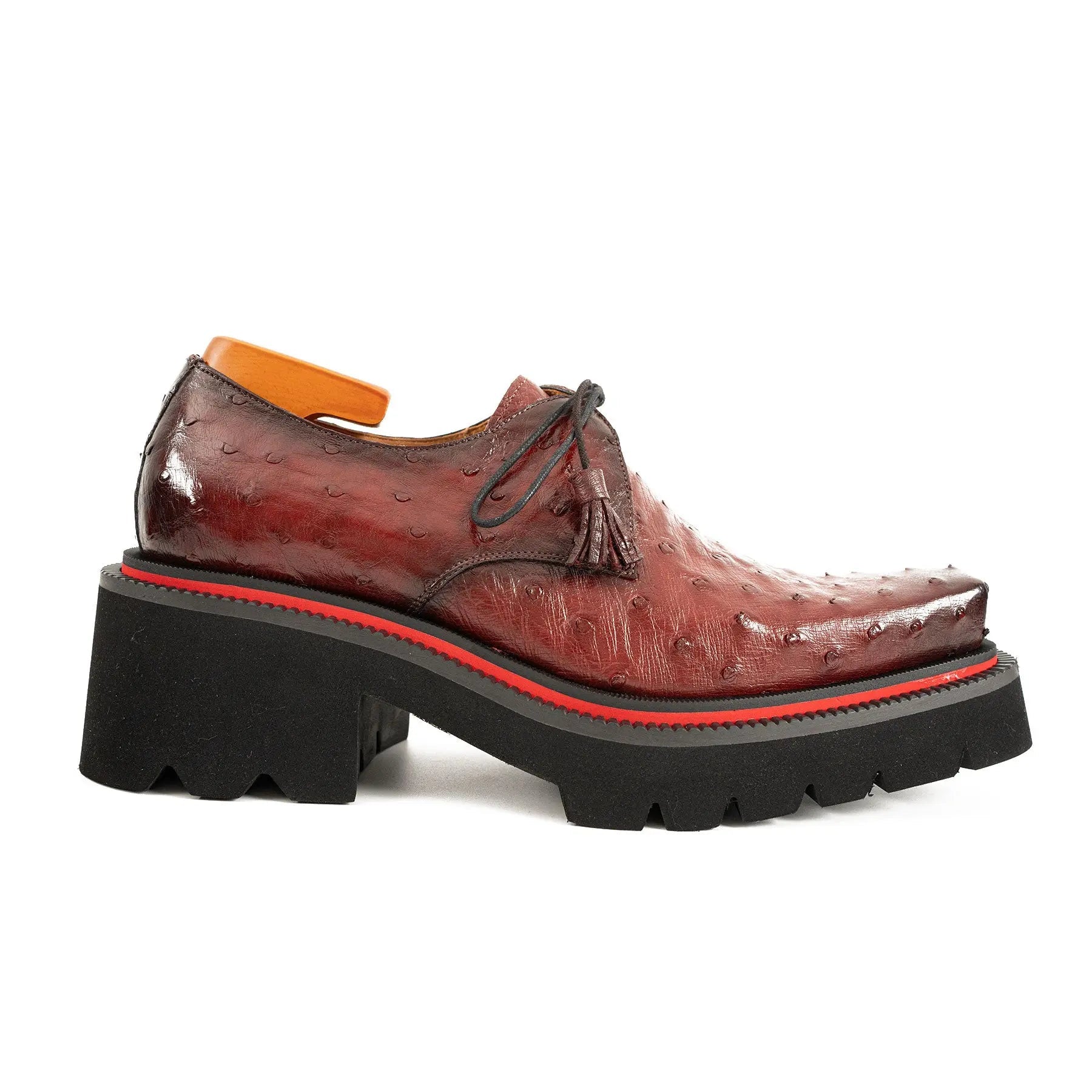 Burgundy Ostrich Lug Derby