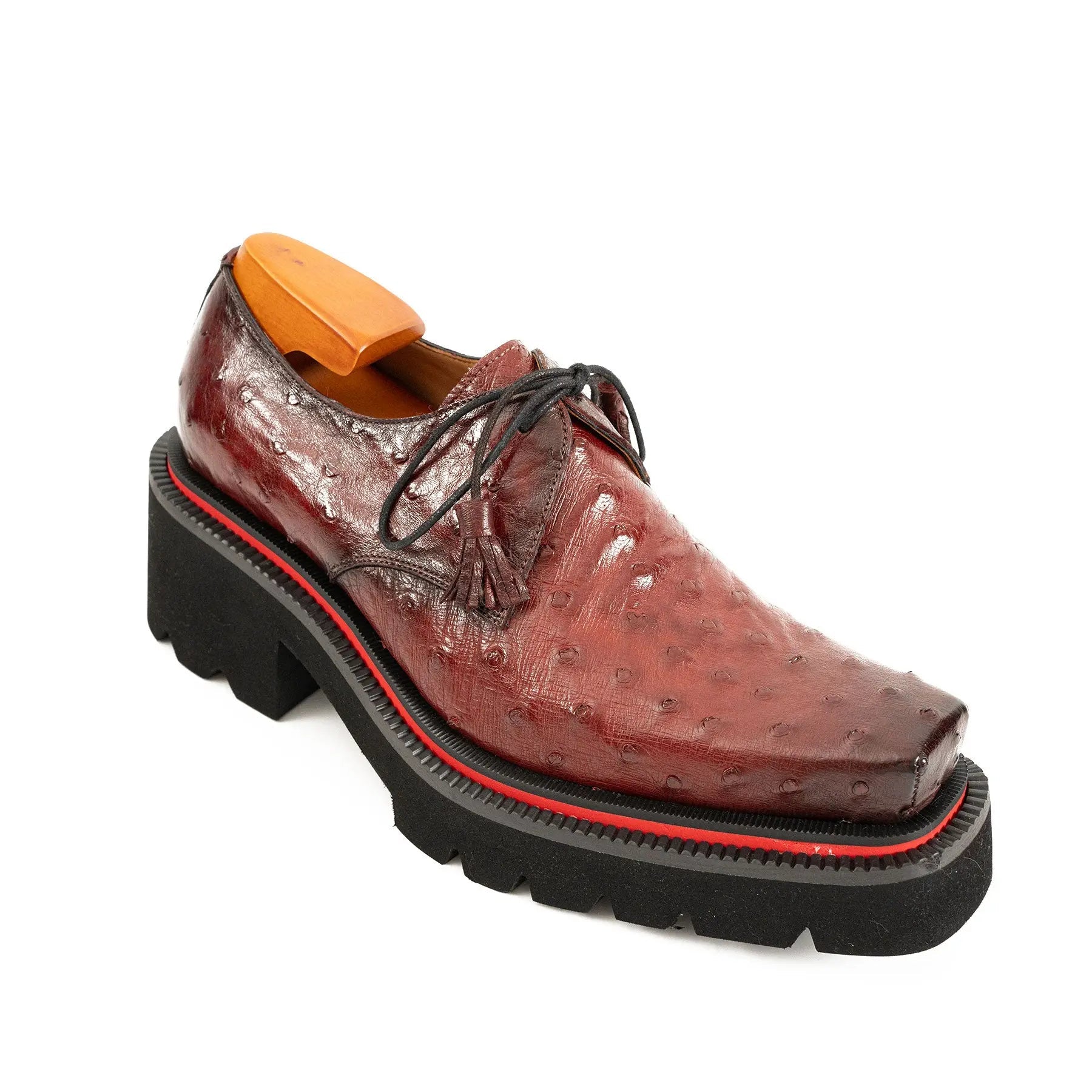 Burgundy Ostrich Lug Derby