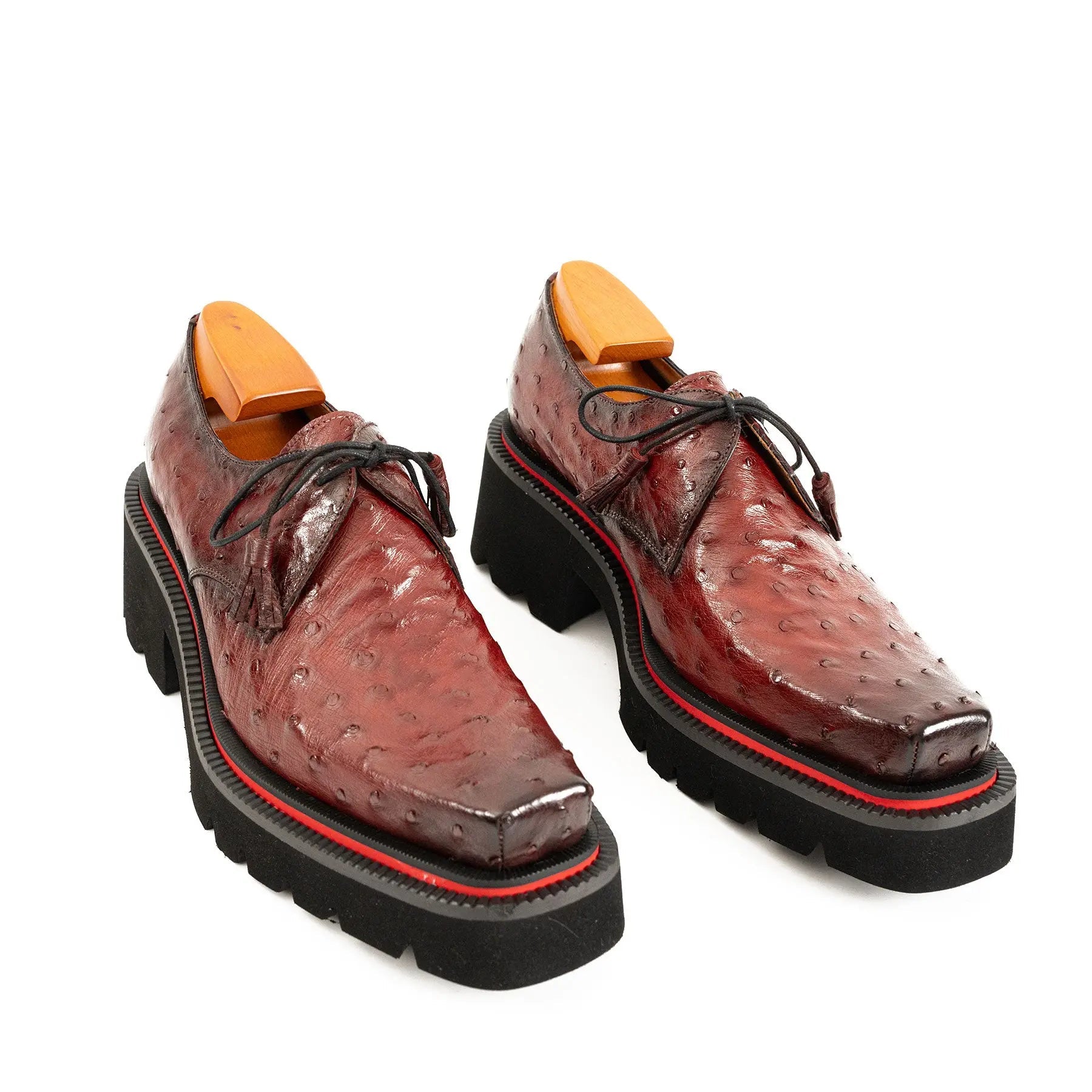 Burgundy Ostrich Lug Derby