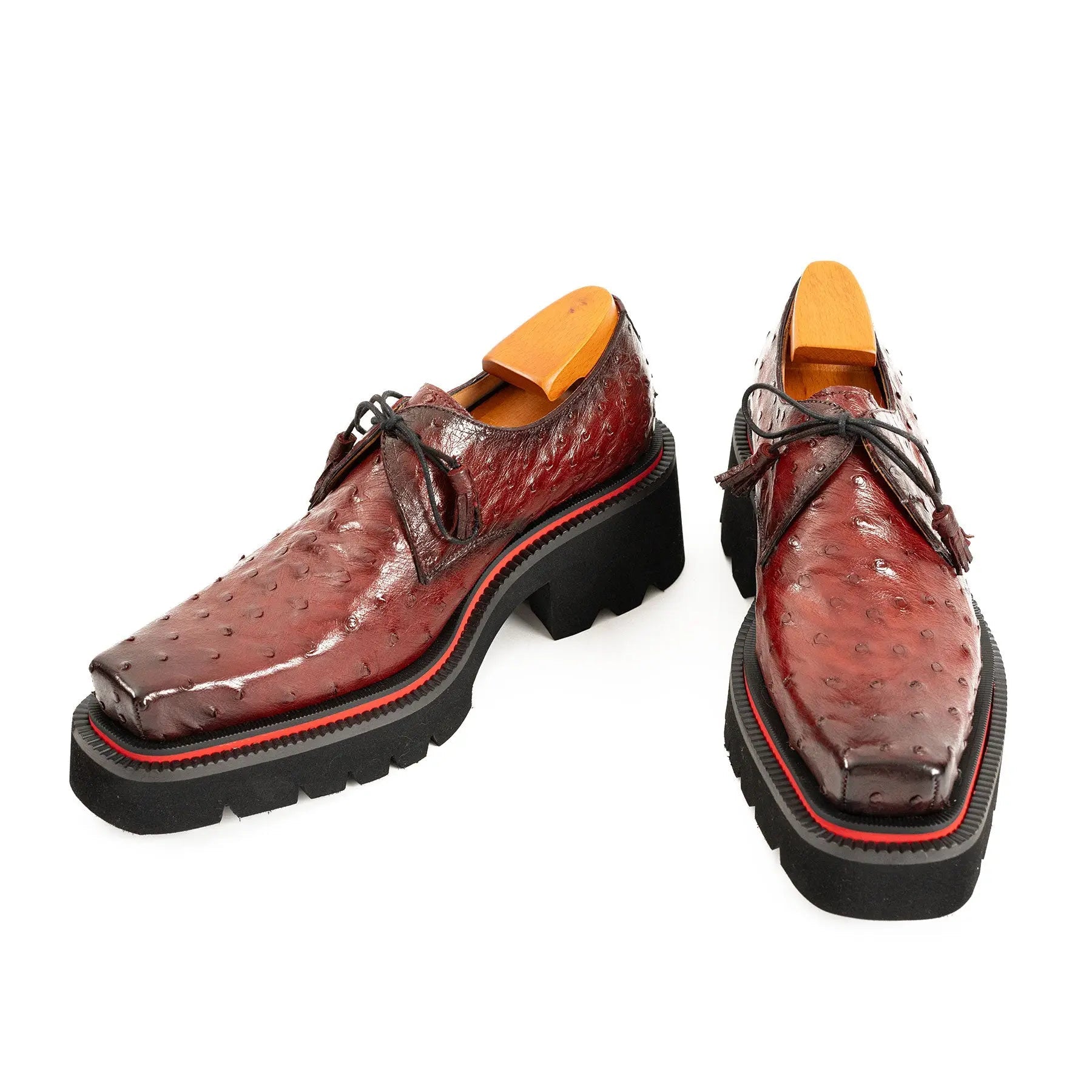 Burgundy Ostrich Lug Derby