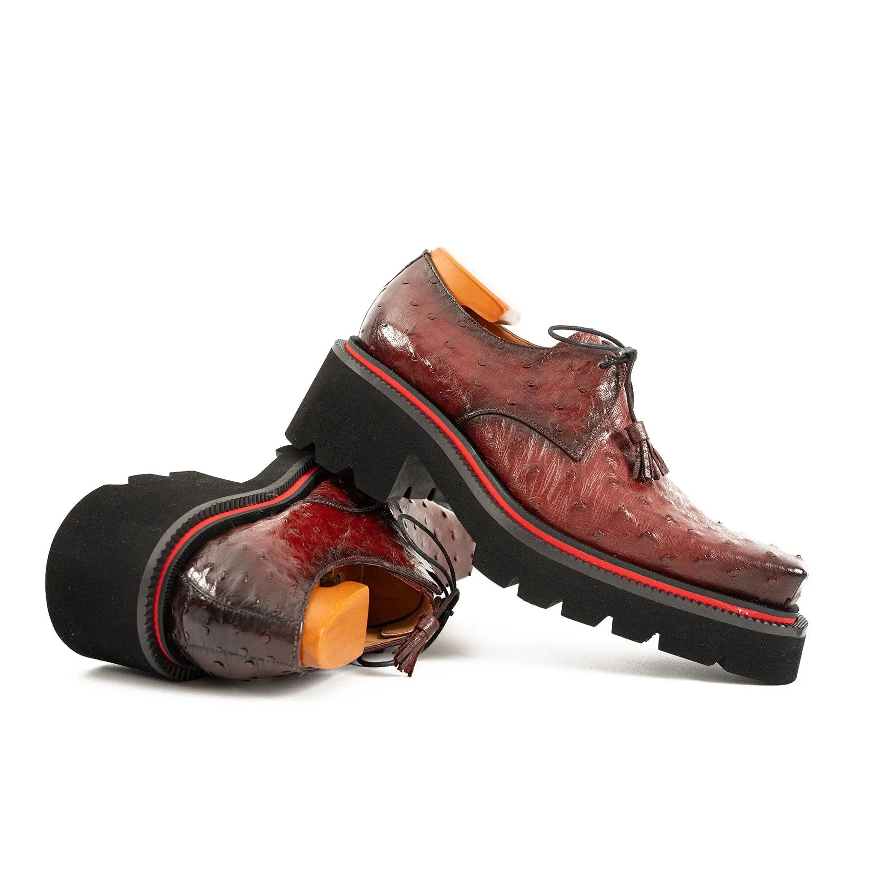 Burgundy Ostrich Lug Derby
