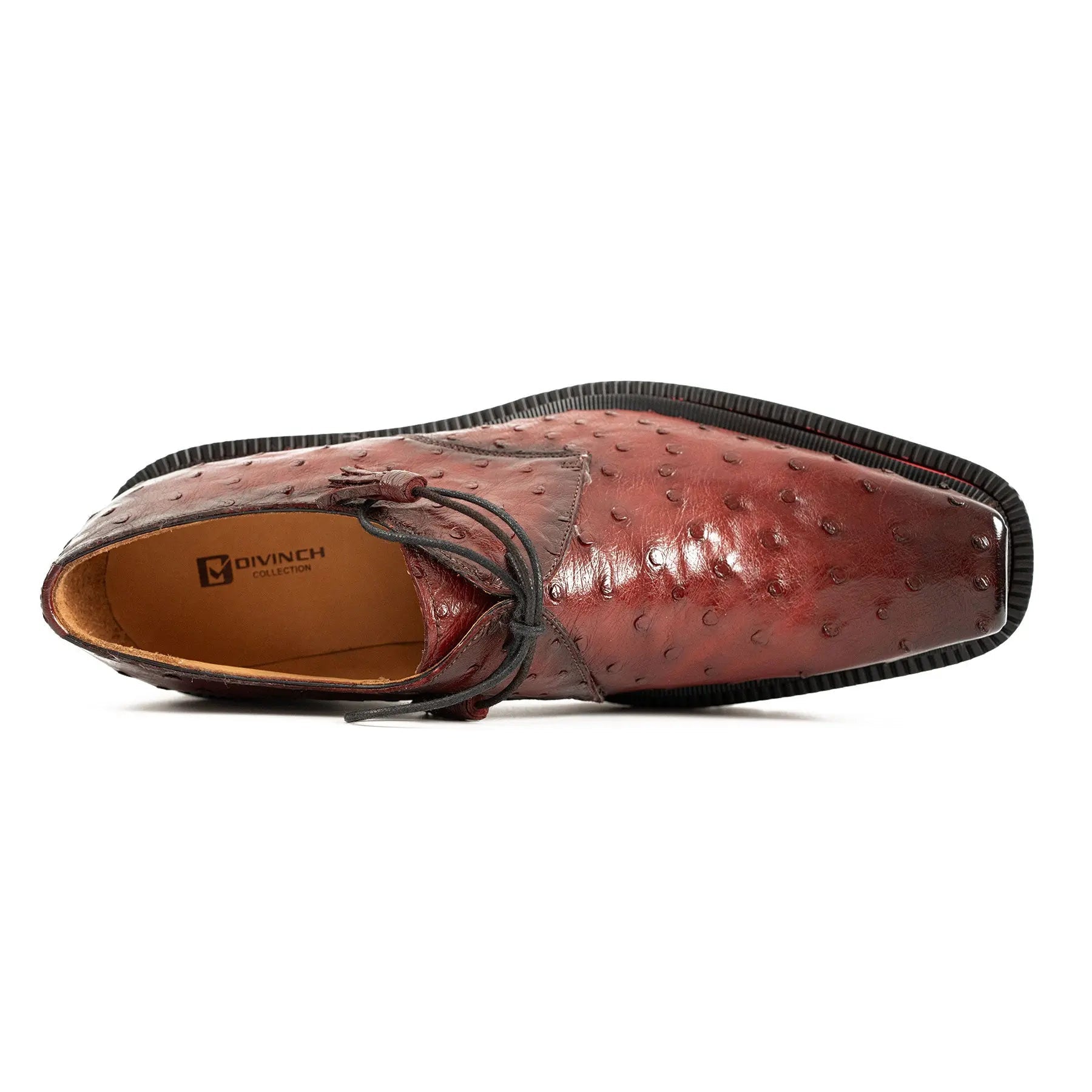 Burgundy Ostrich Lug Derby