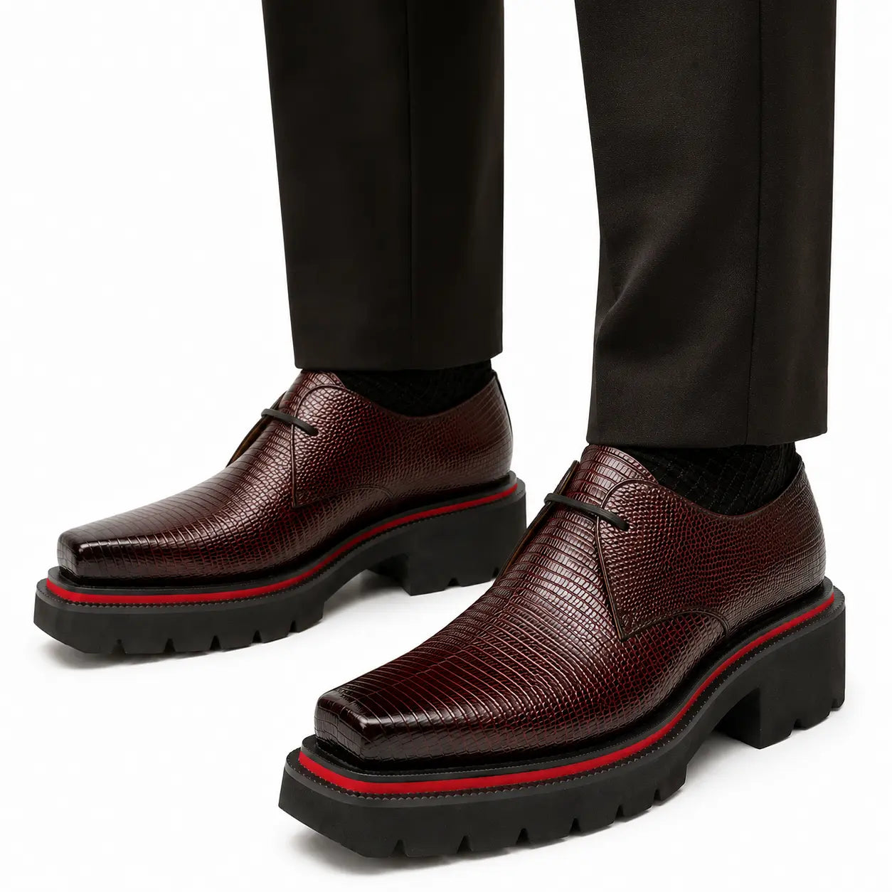 Burgundy Textured Lug Derby
