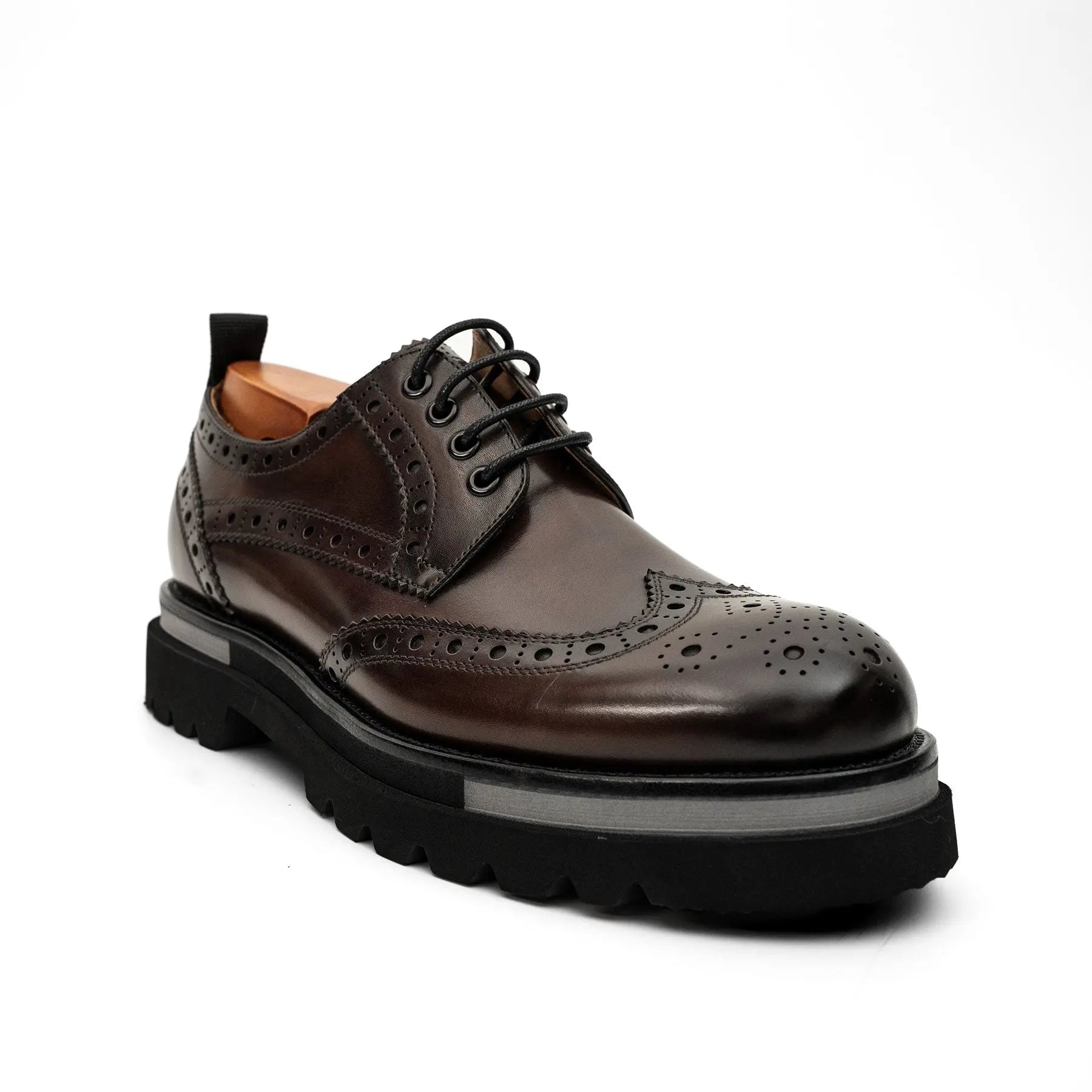 Burnished Brogue Lug-Sole Derby