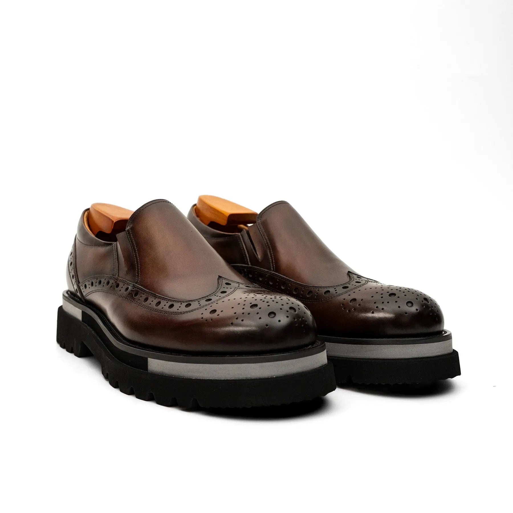 Burnished Brogue Lug-Sole Loafer