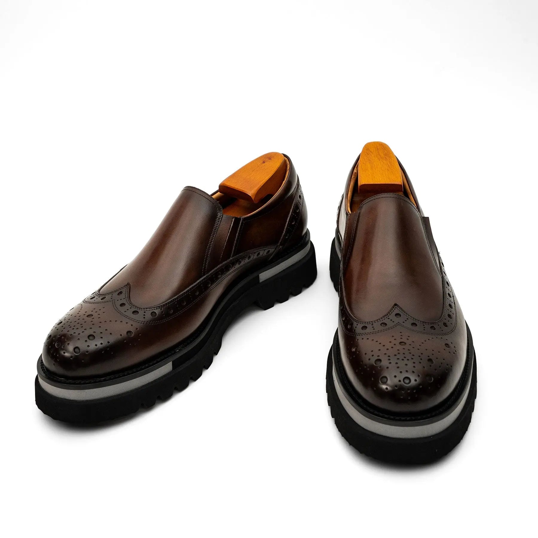 Burnished Brogue Lug-Sole Loafer