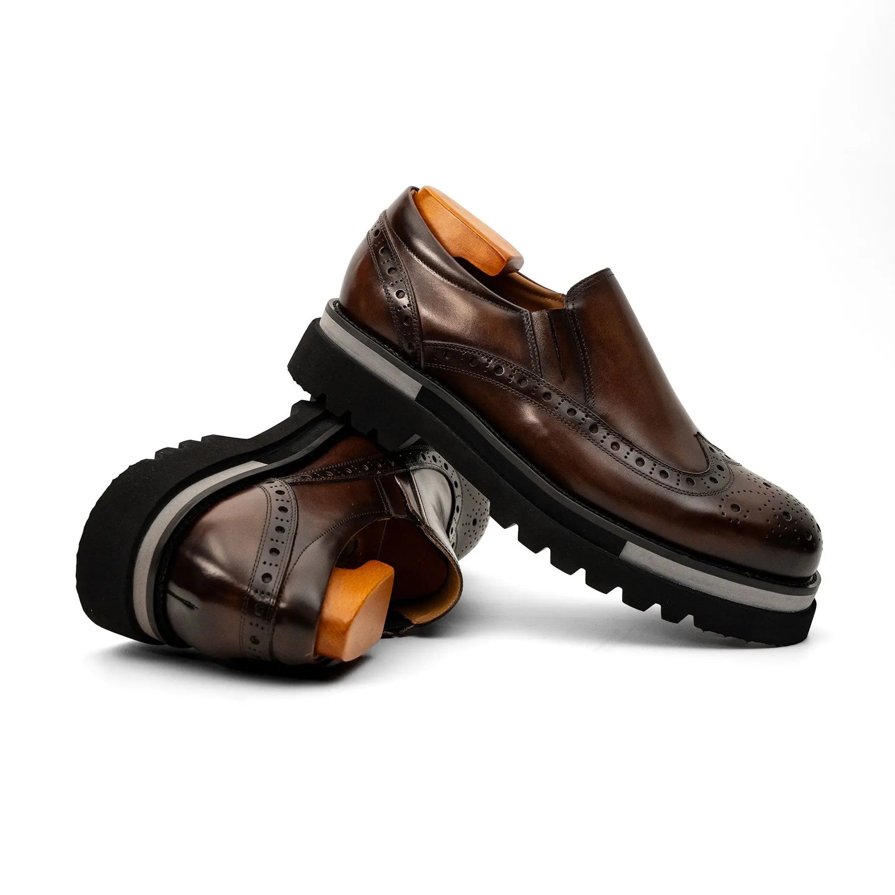 Burnished Brogue Lug-Sole Loafer