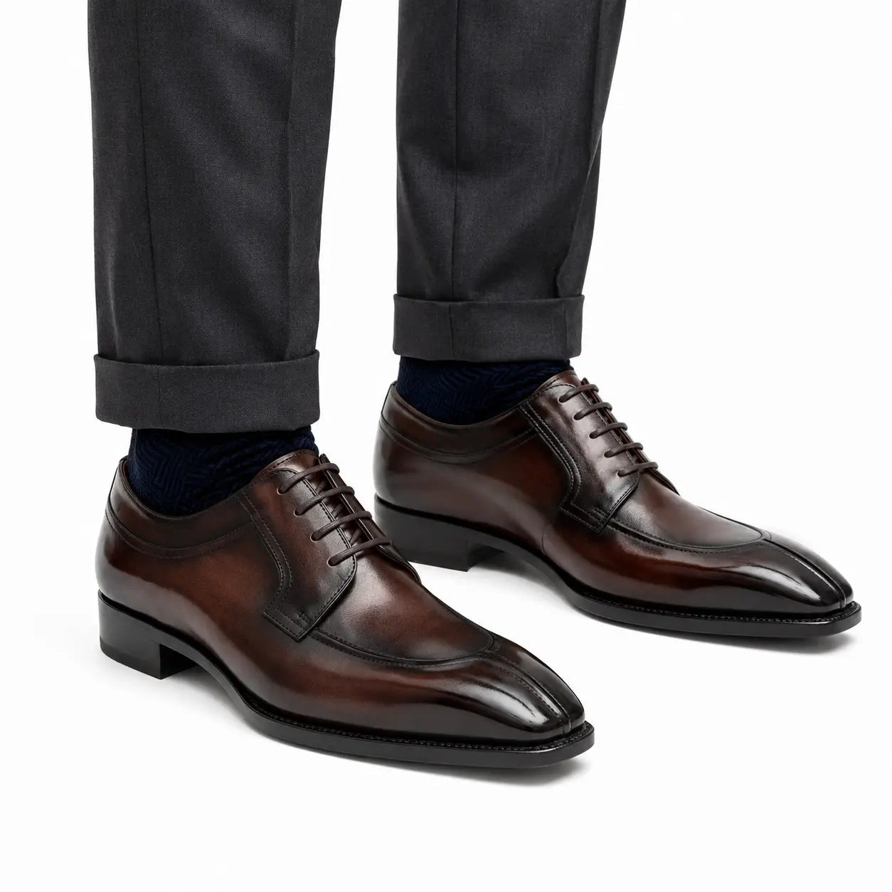 Burnished Brown Apron-Toe Oxford