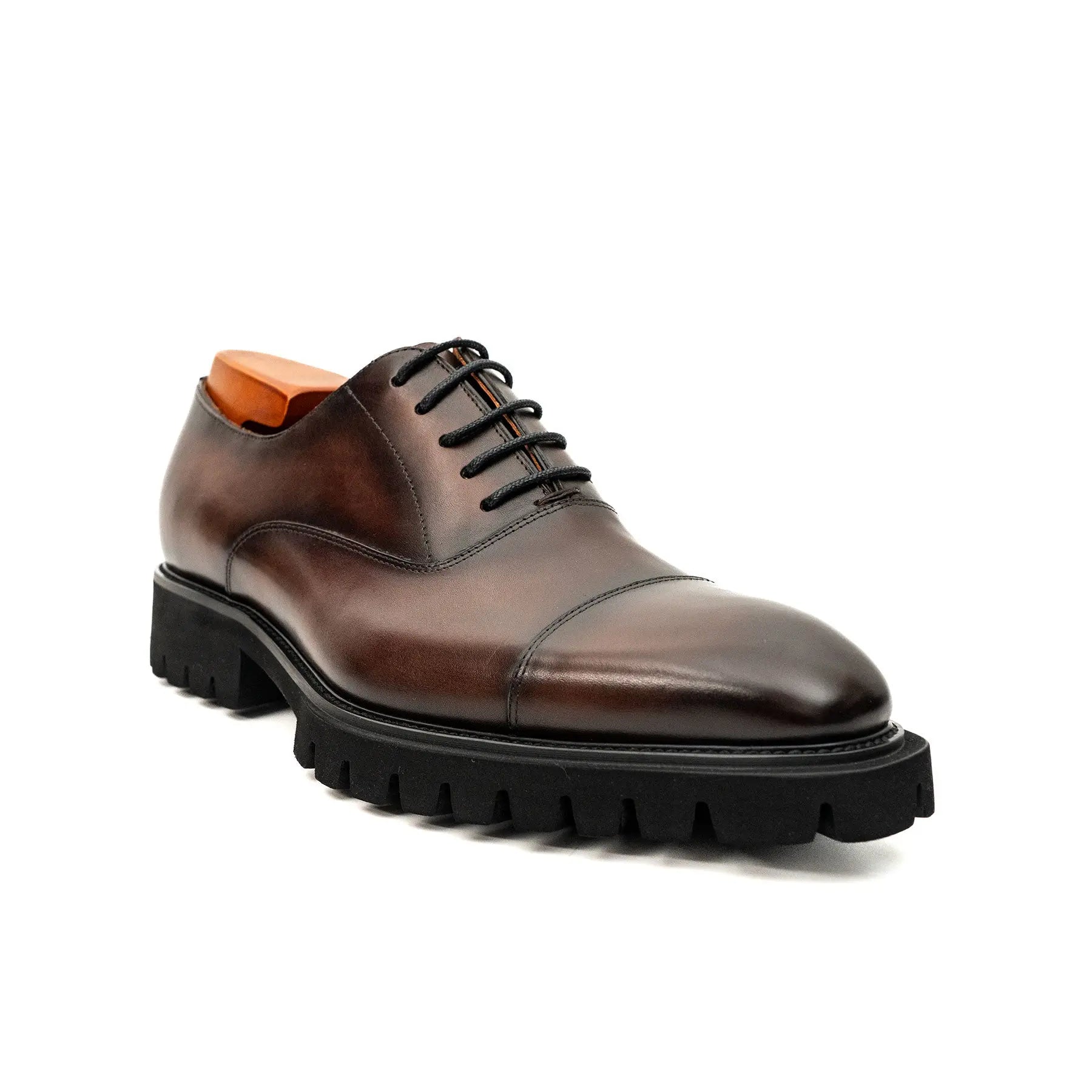 Burnished Brown Lug-Sole Oxfords