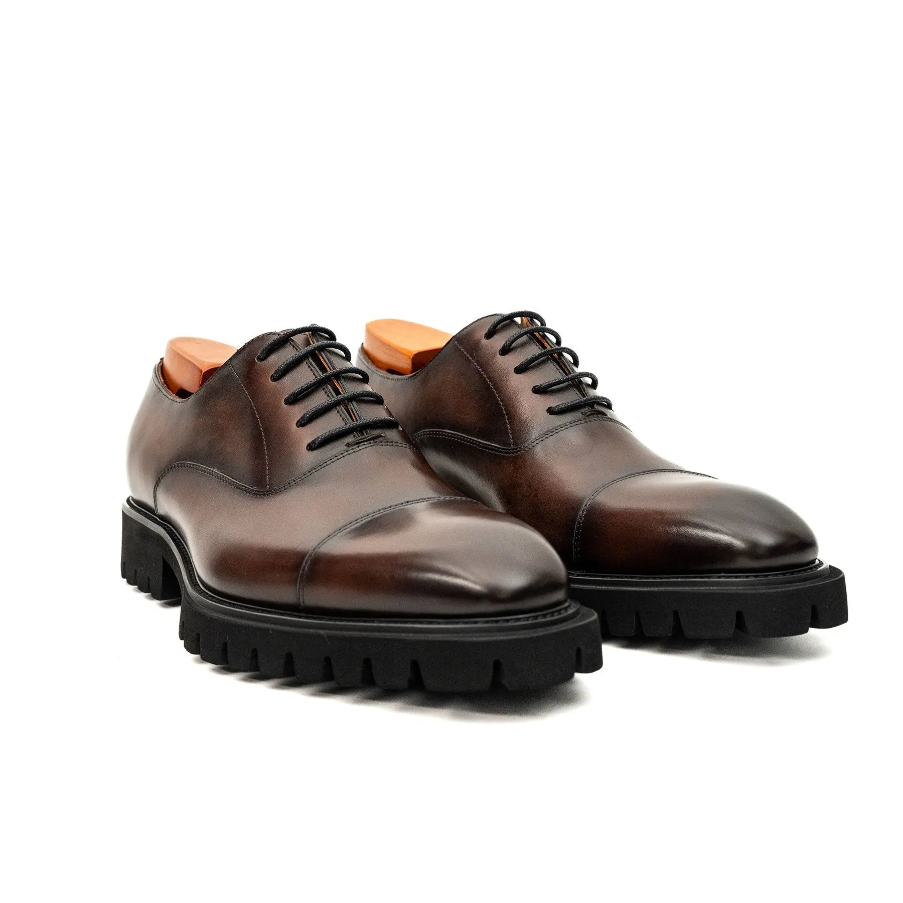 Burnished Brown Lug-Sole Oxfords