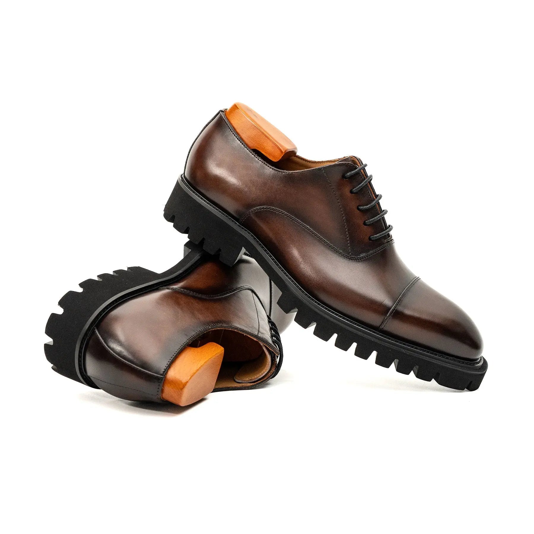 Burnished Brown Lug-Sole Oxfords