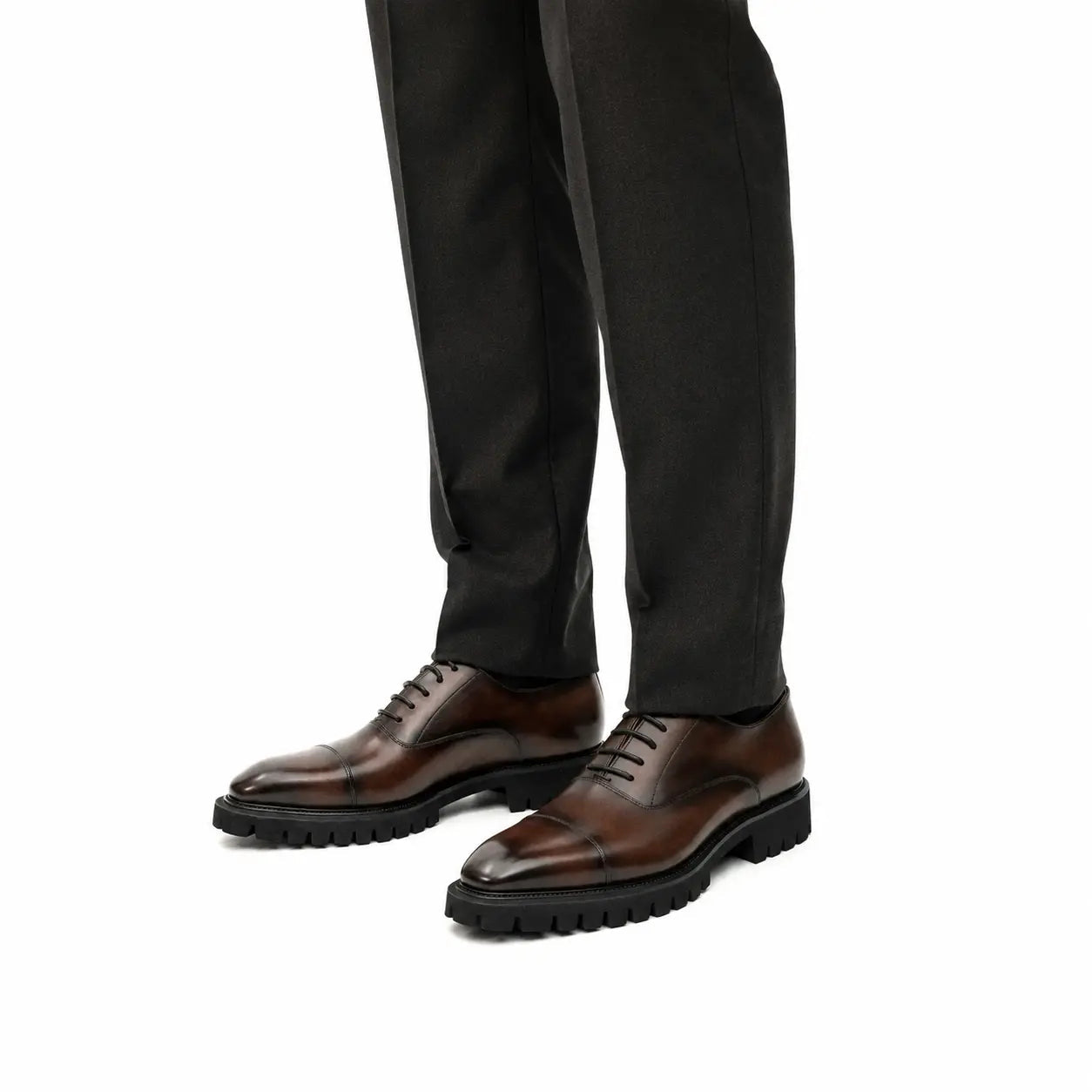 Burnished Brown Lug-Sole Oxfords