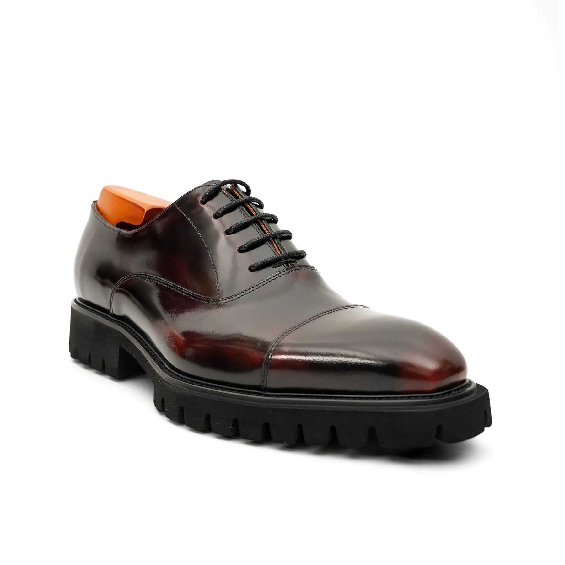 Burnished Glazed Calf Lug-Sole Oxford
