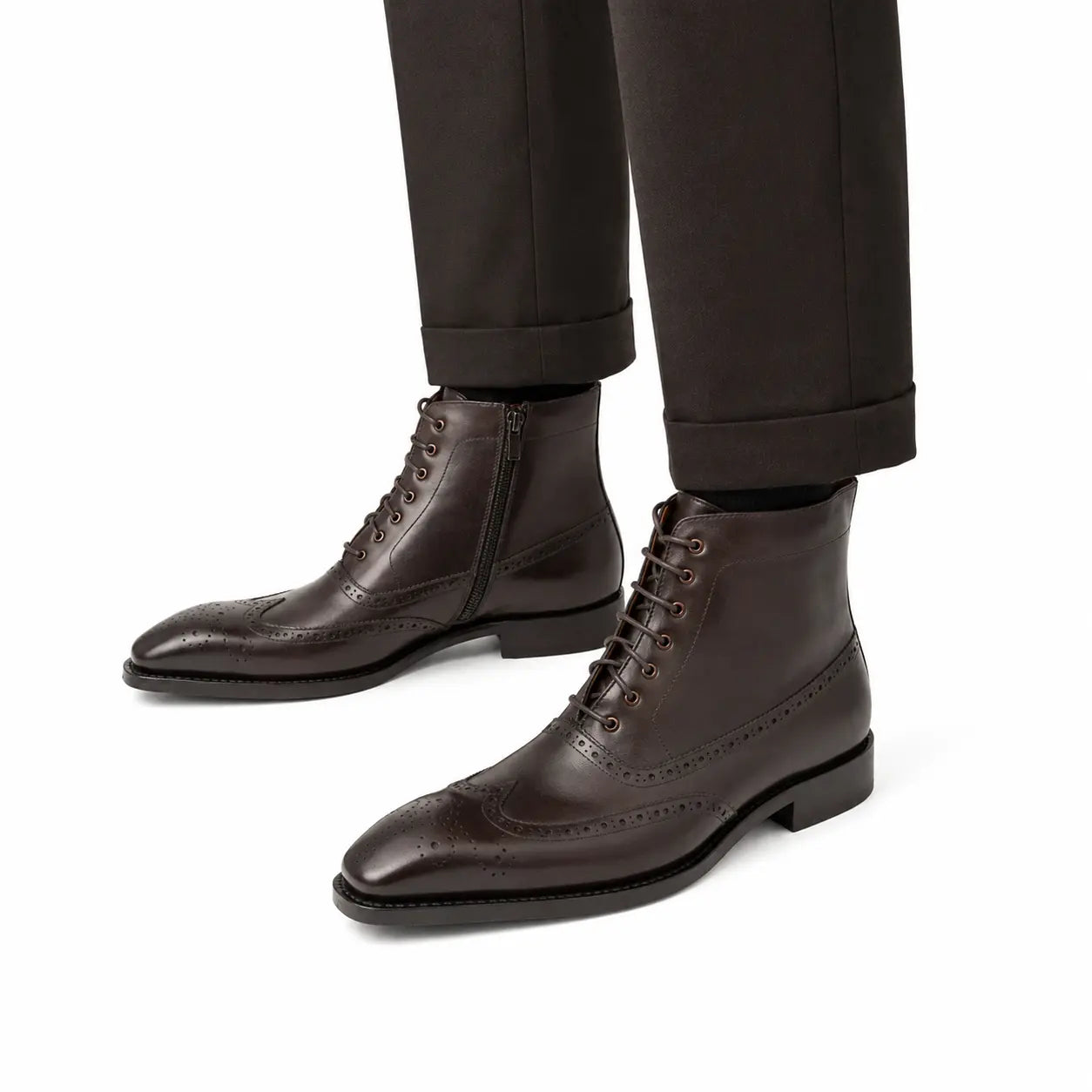 Burnished Leather Lace-Up Boots