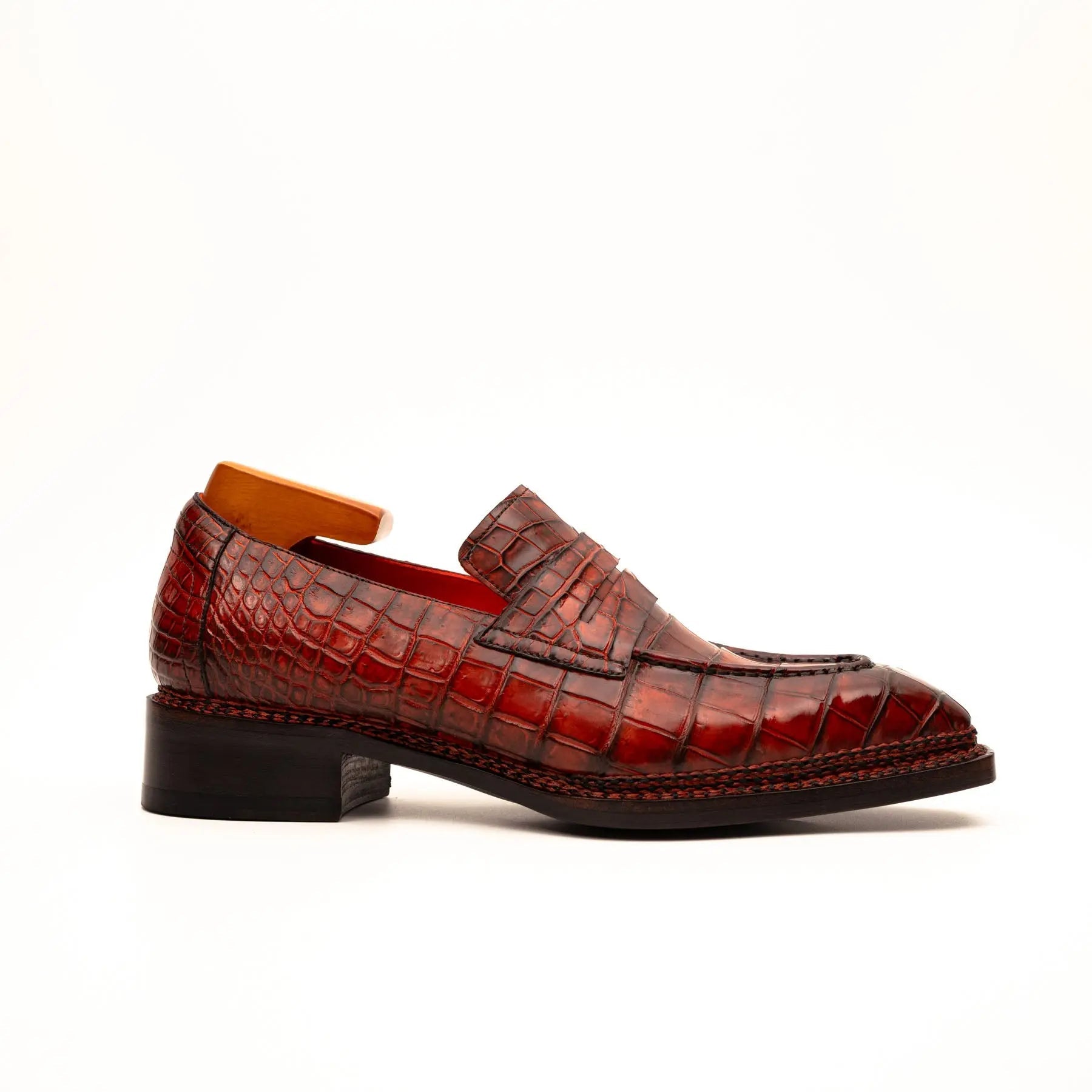Burnished Red Crocodile Loafer