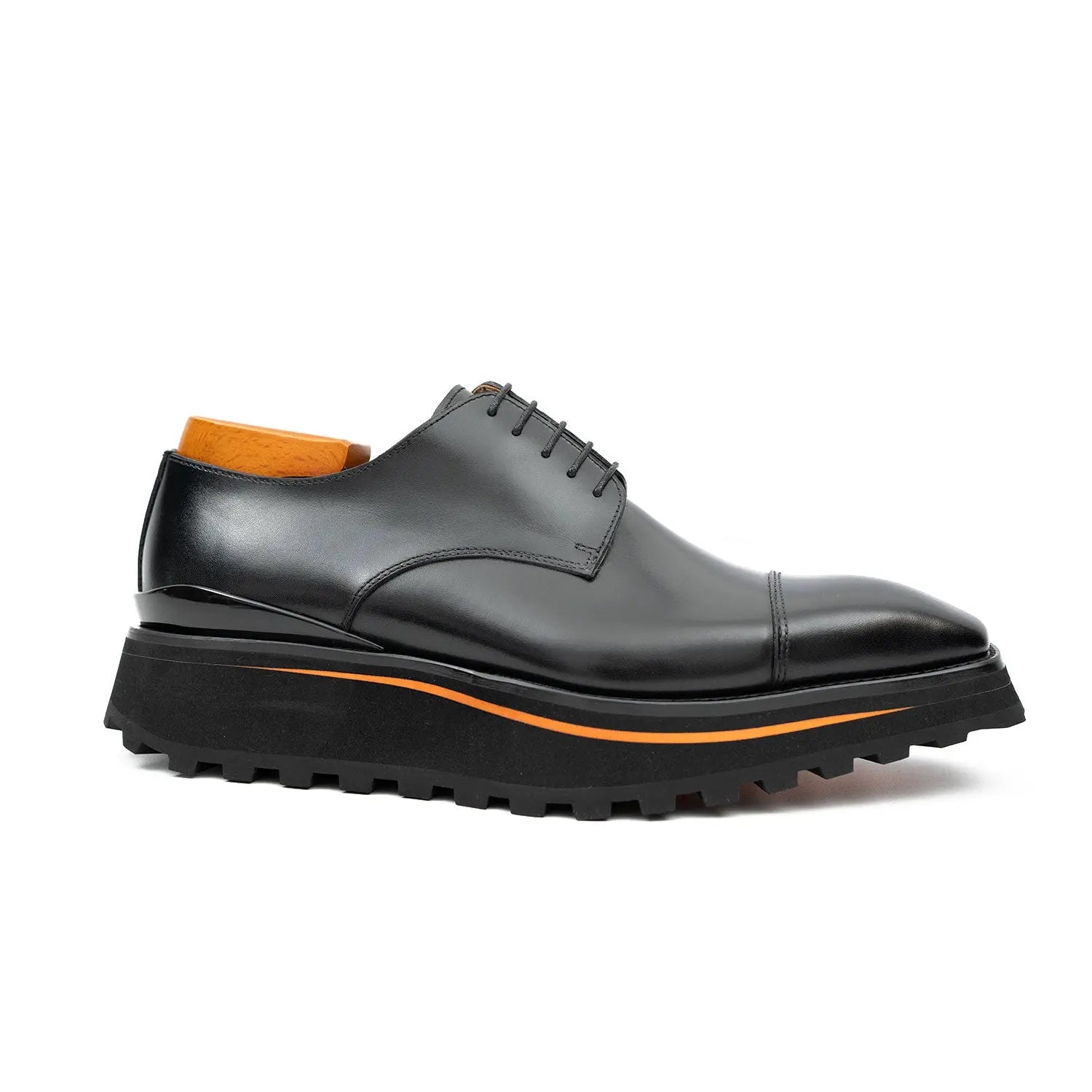Black Cap-Toe Derby Lug