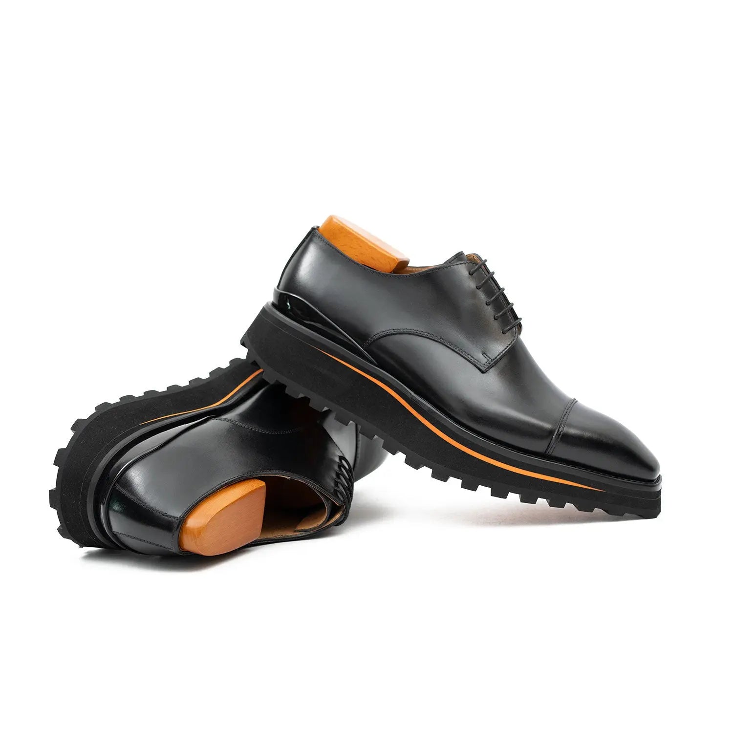 Black Cap-Toe Derby Lug