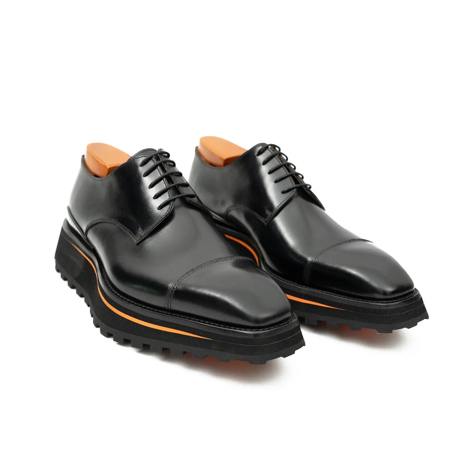 Black Cap-Toe Derby Lug