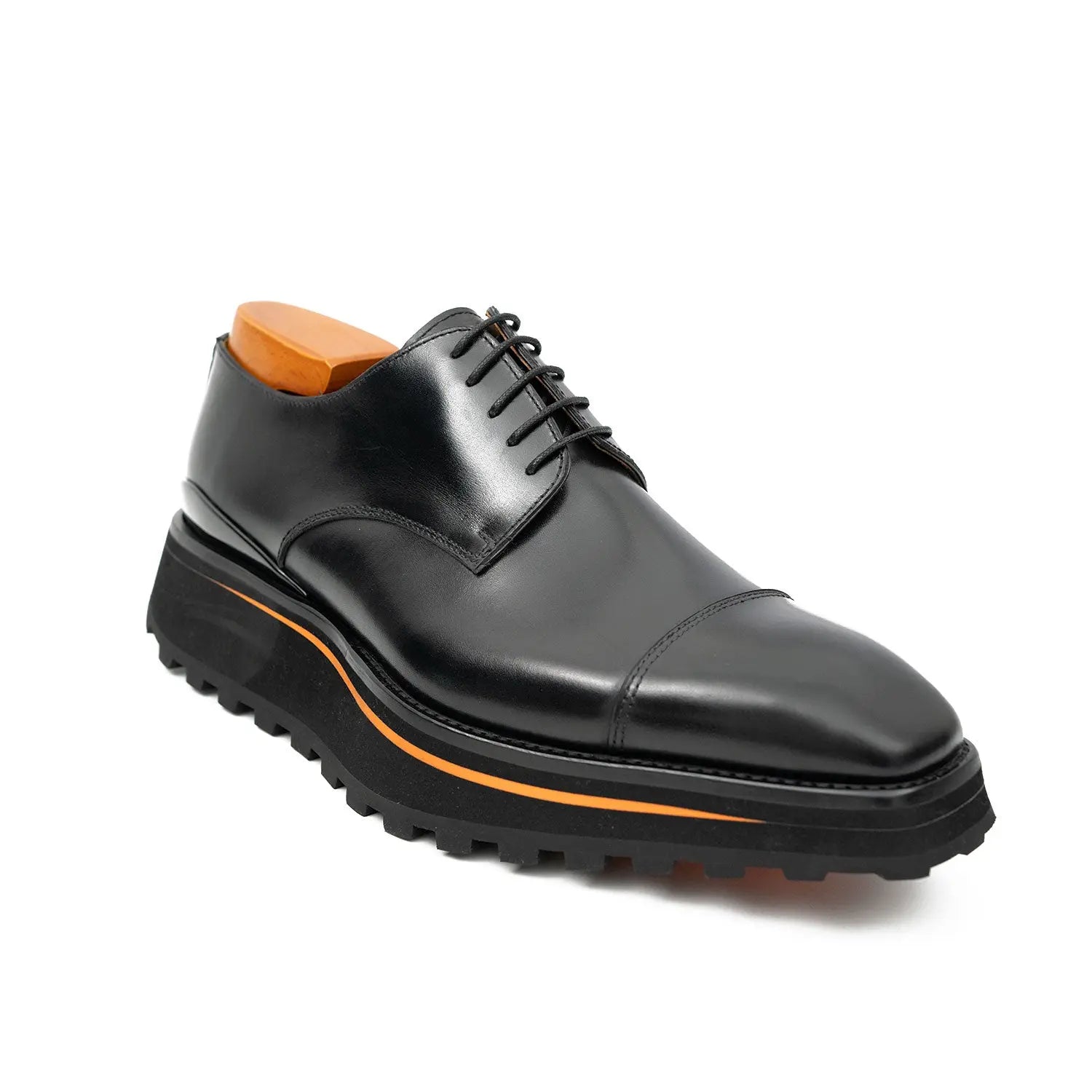 Black Cap-Toe Derby Lug