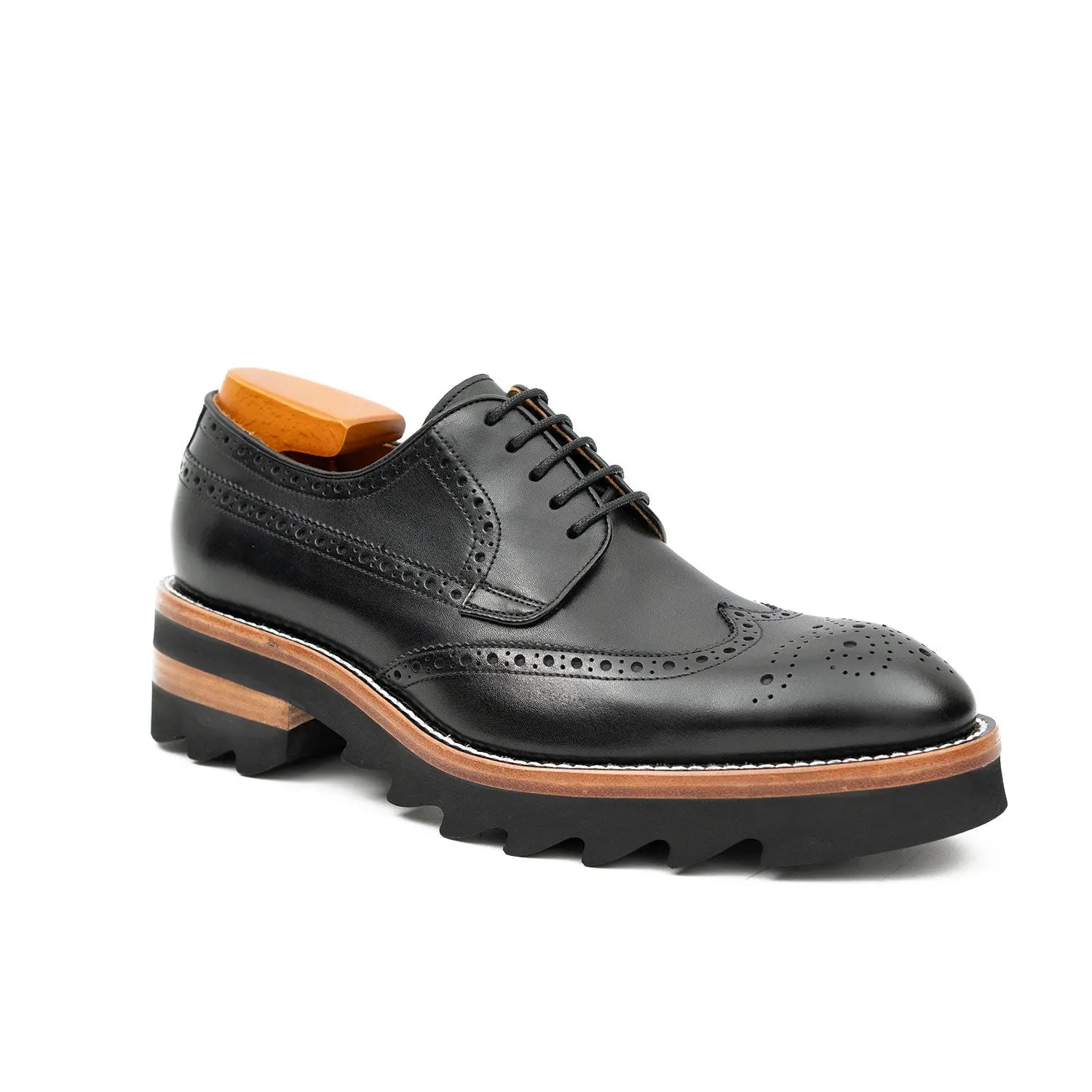 Black Lug Sole Brogue Derby