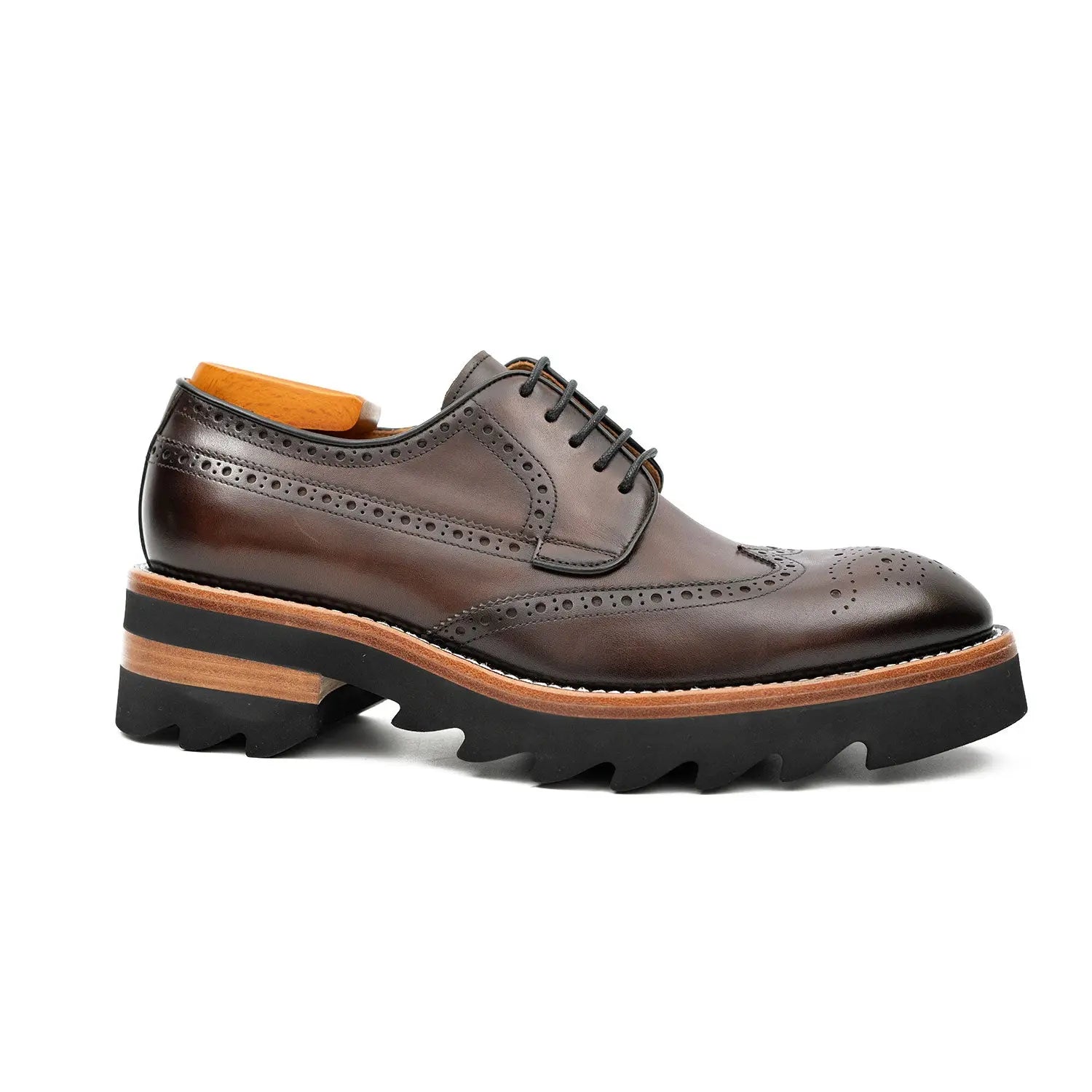 Brown Brogue Derby with Lug Sole