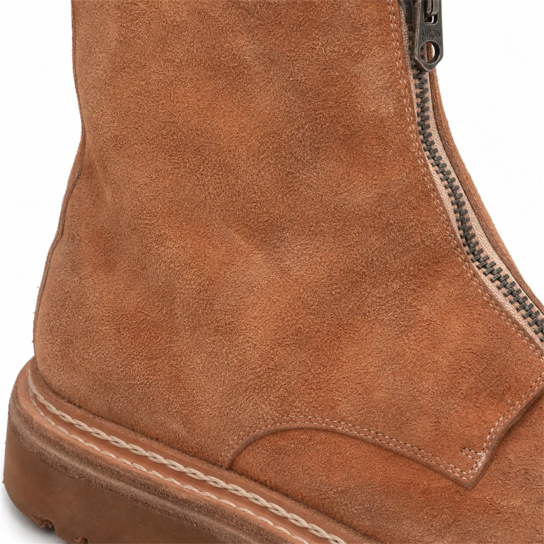 Camel Suede Zip Ankle Boots for Men