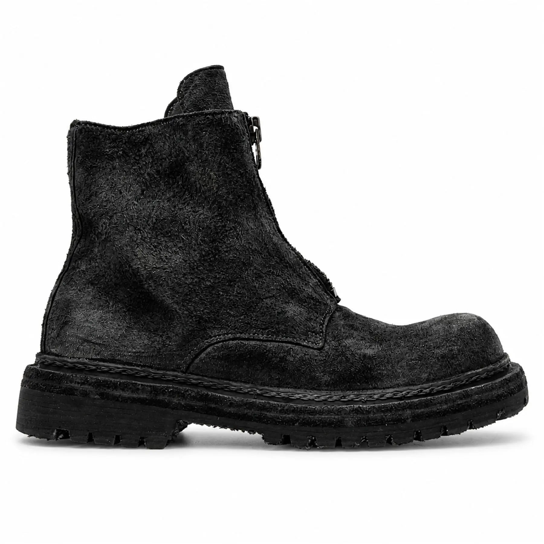 Charcoal Black Suede Zip Boots for Men