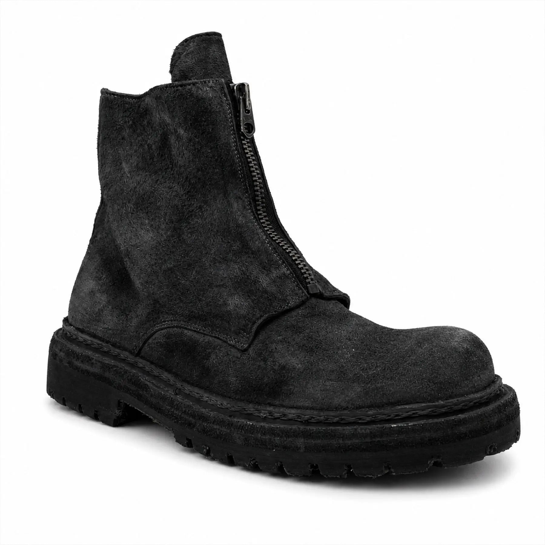 Charcoal Black Suede Zip Boots for Men