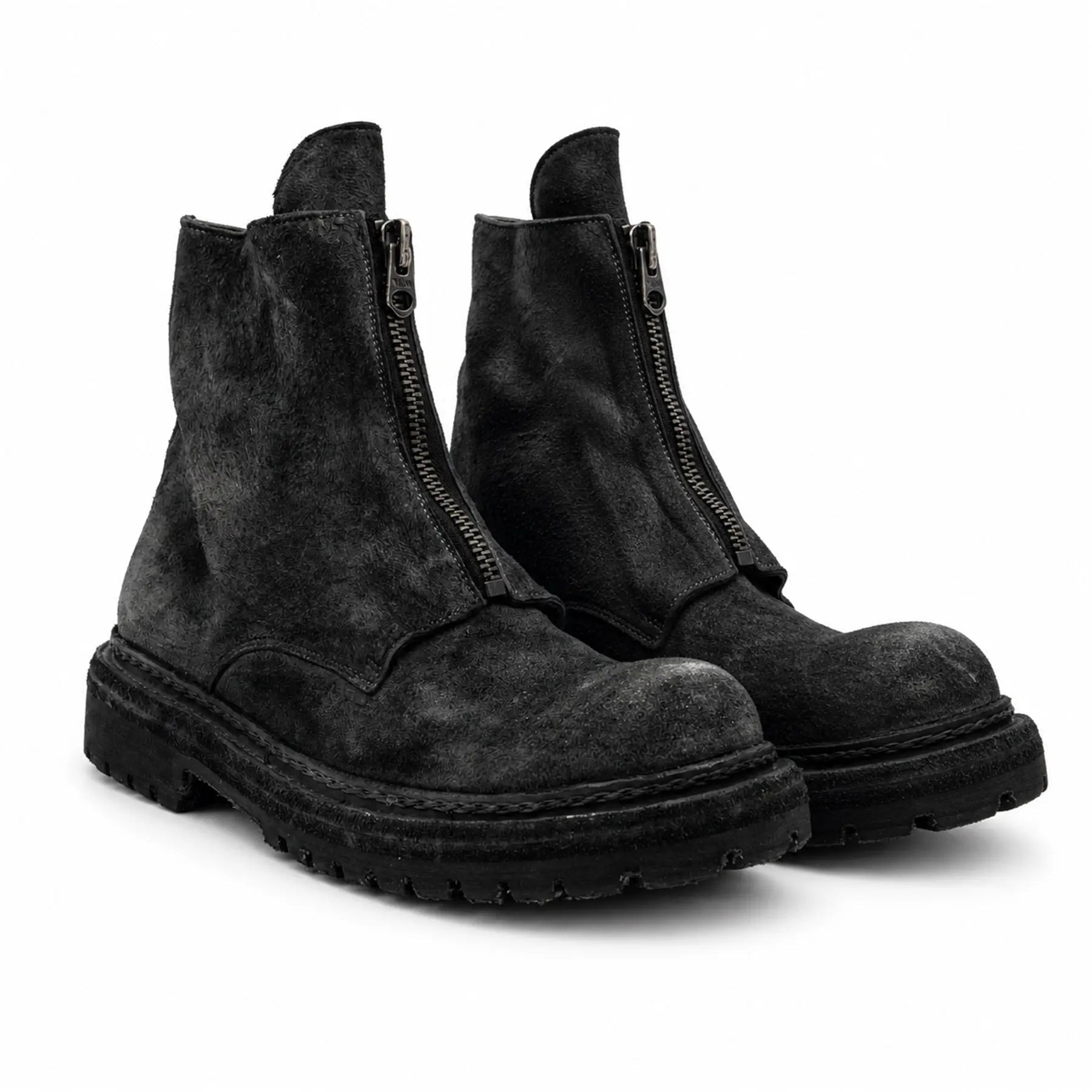 Charcoal Black Suede Zip Boots for Men