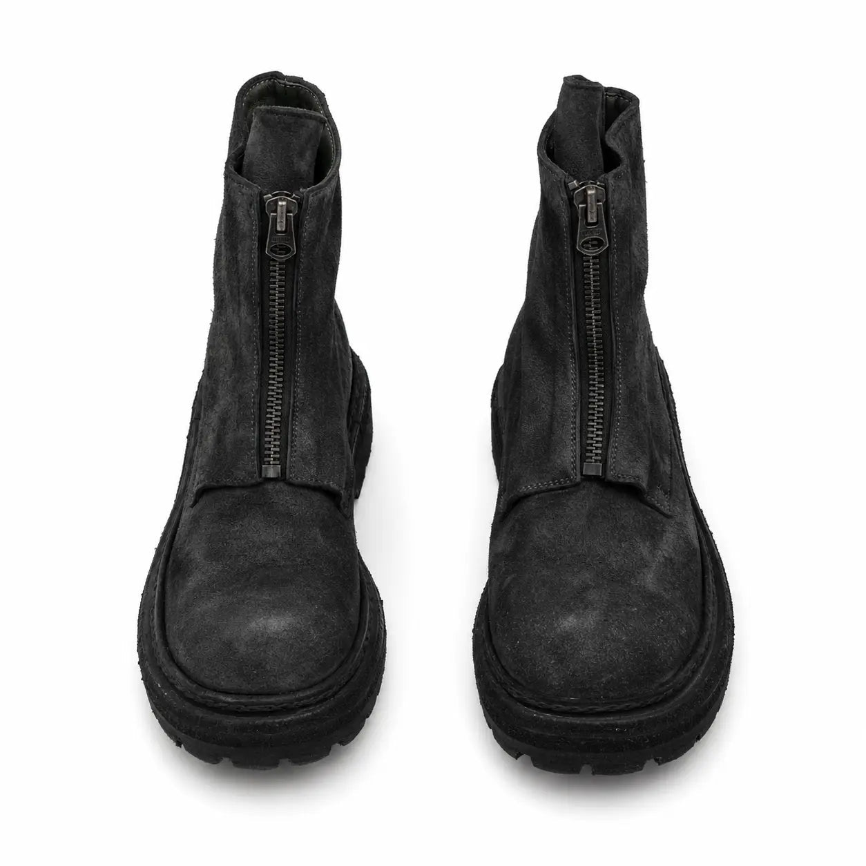 Charcoal Black Suede Zip Boots for Men