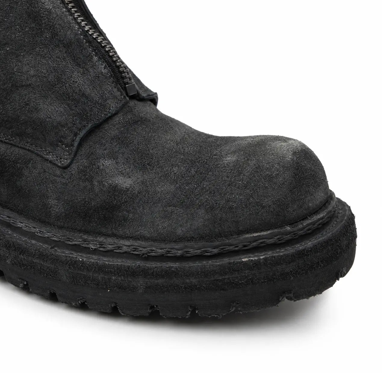 Charcoal Black Suede Zip Boots for Men