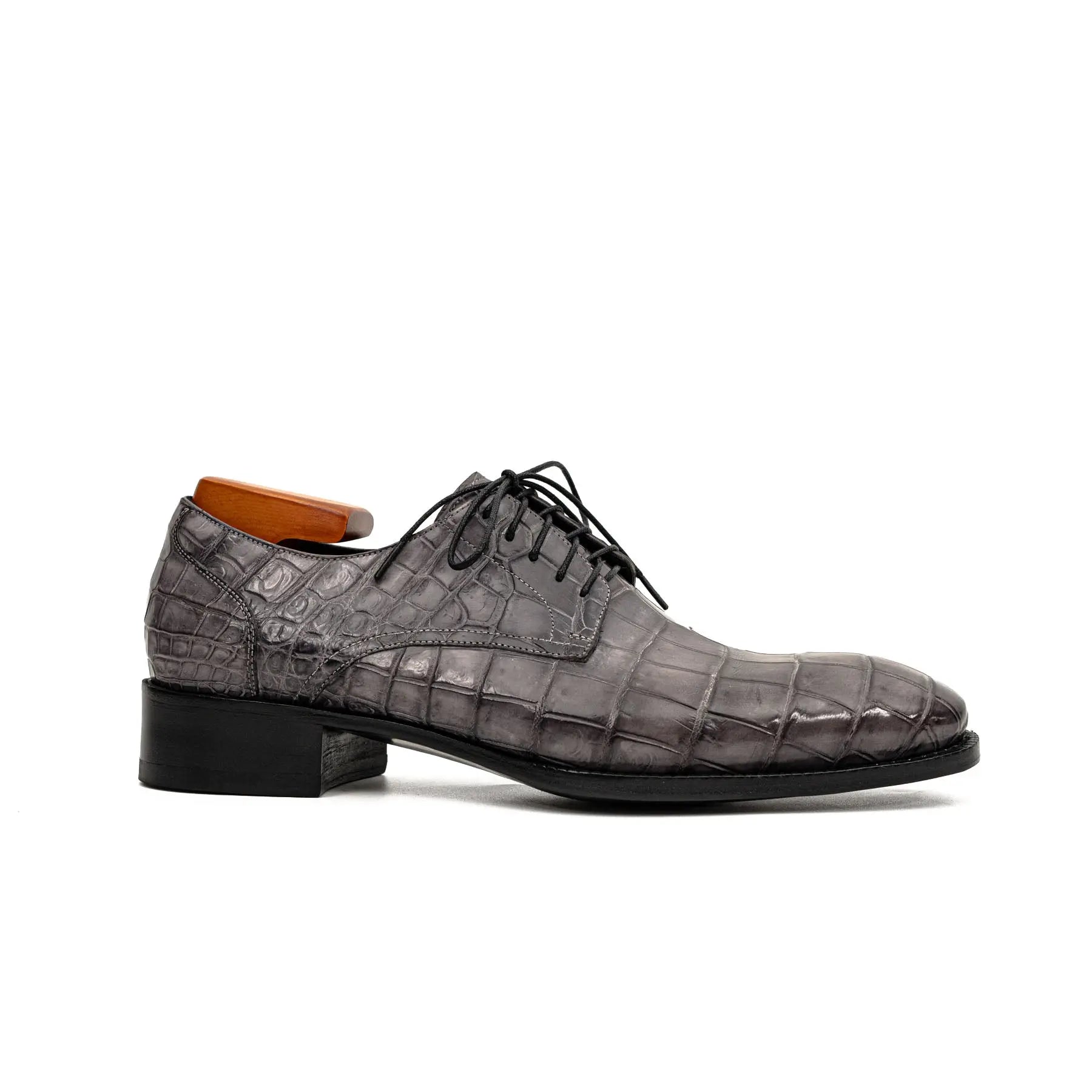 Charcoal Crocodile-Textured Derby