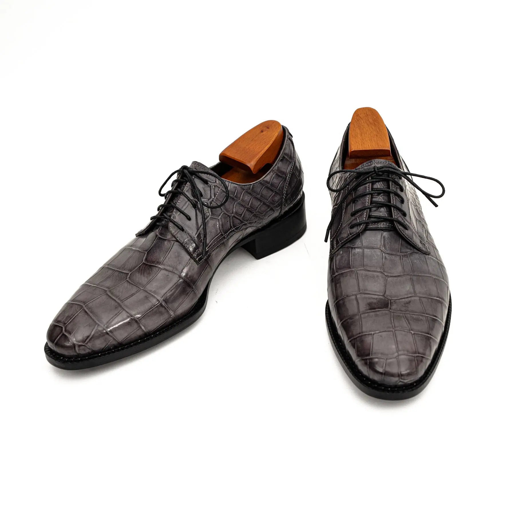 Charcoal Crocodile-Textured Derby