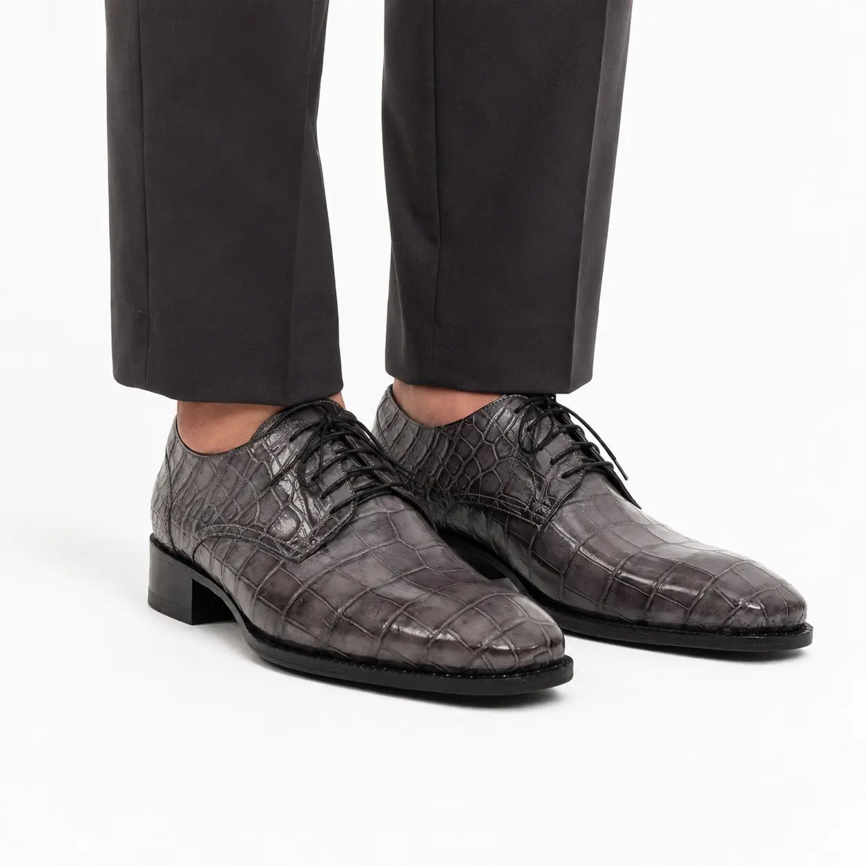 Charcoal Crocodile-Textured Derby
