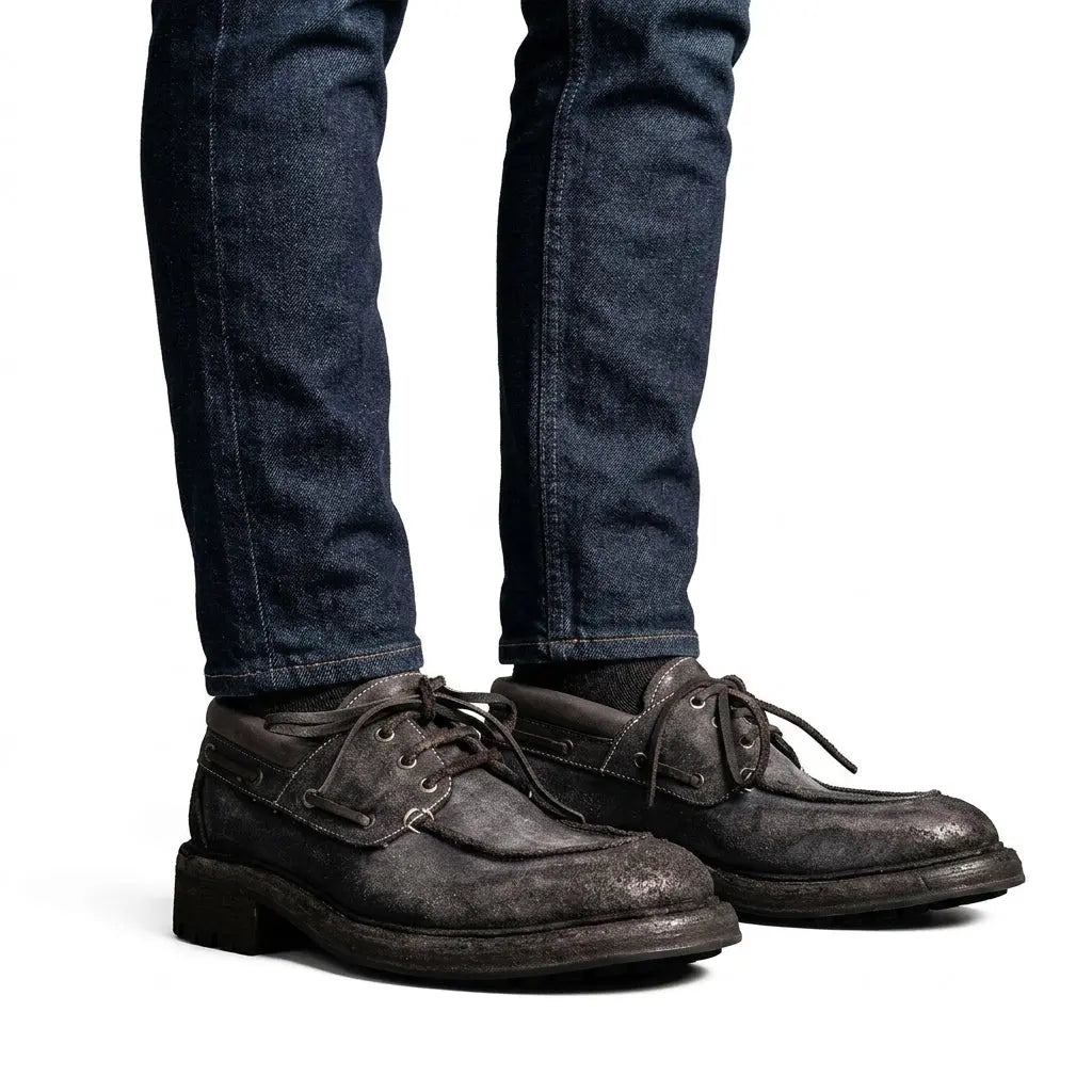 Charcoal Washed Horse Leather Casual Shoe