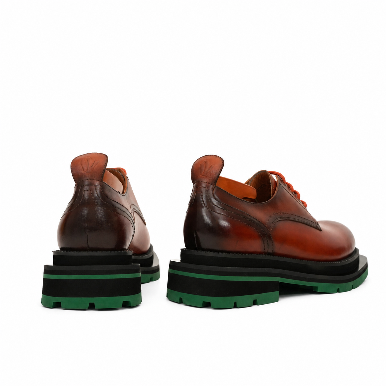 Burnished Brown Green-Sole Derby