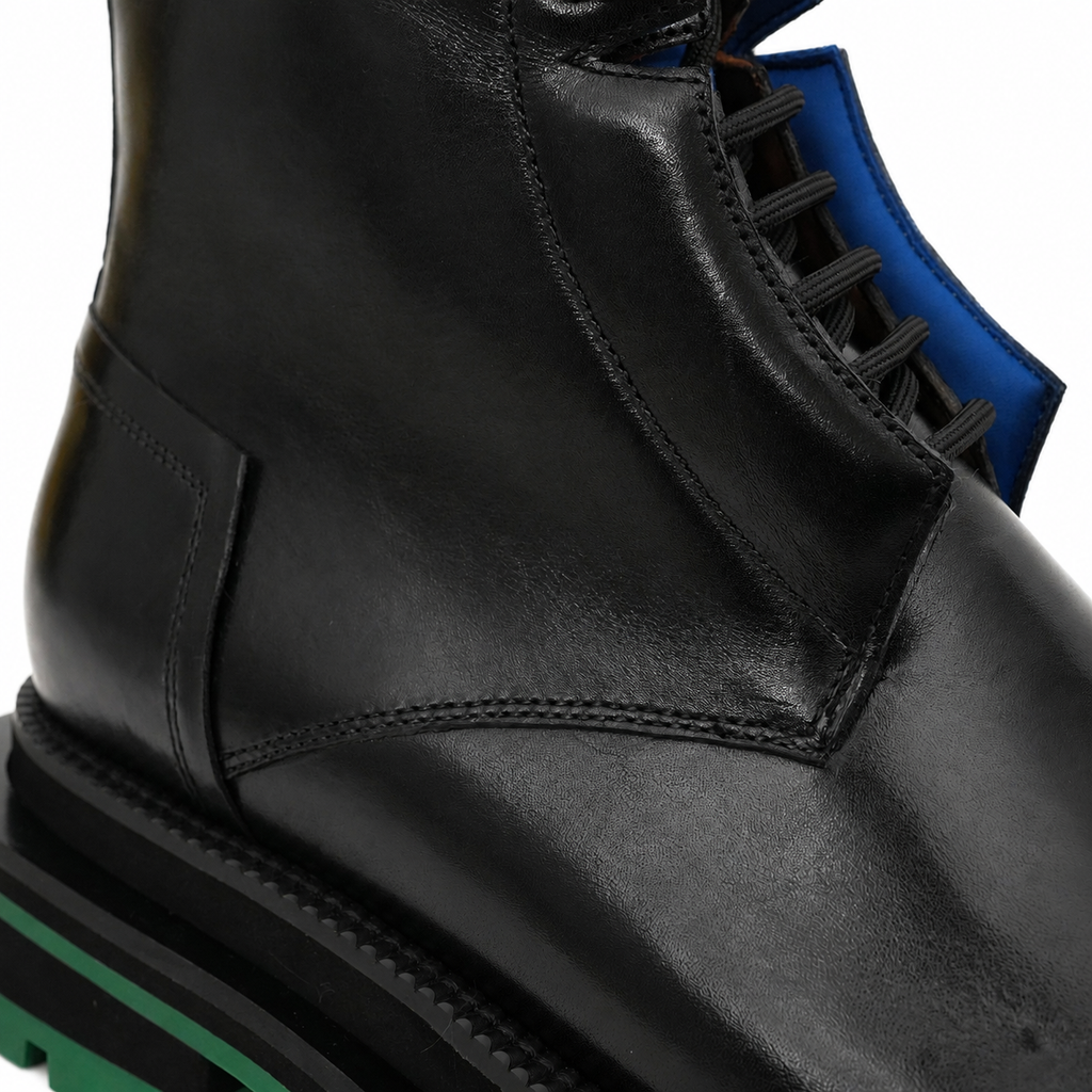 Black Blue Green Platform Boot