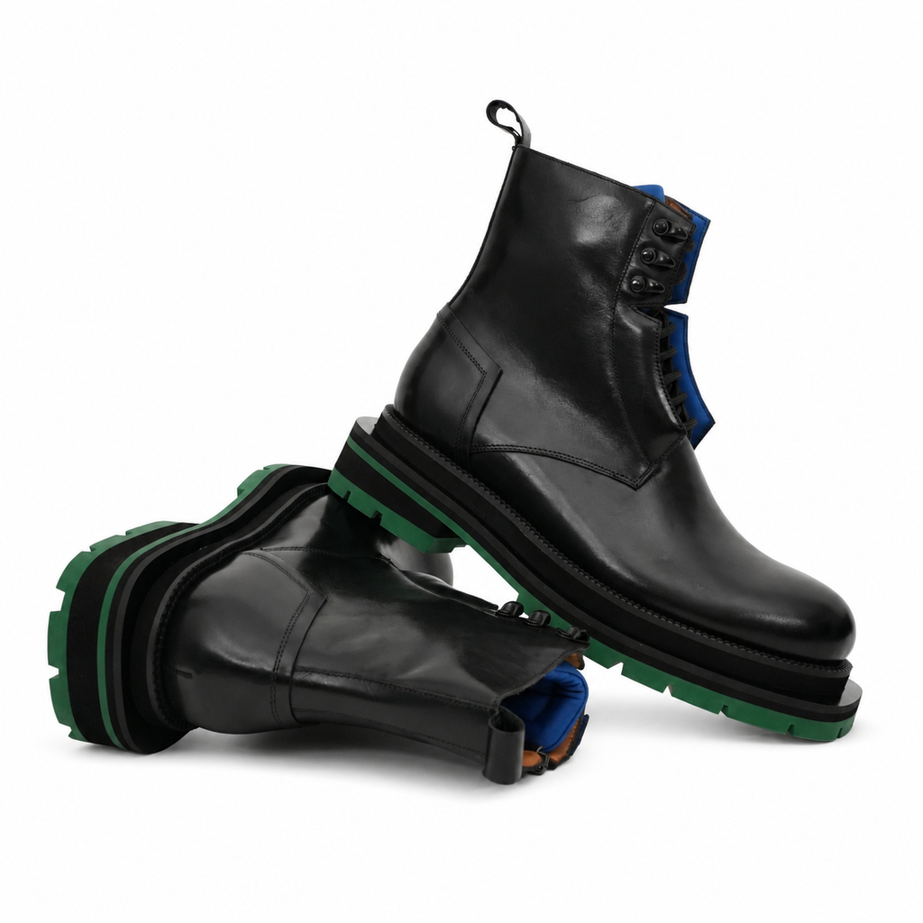 Black Blue Green Platform Boot