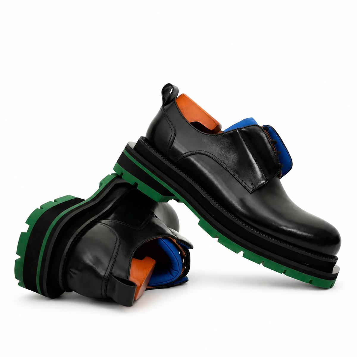 Black Blue Green Platform Derby