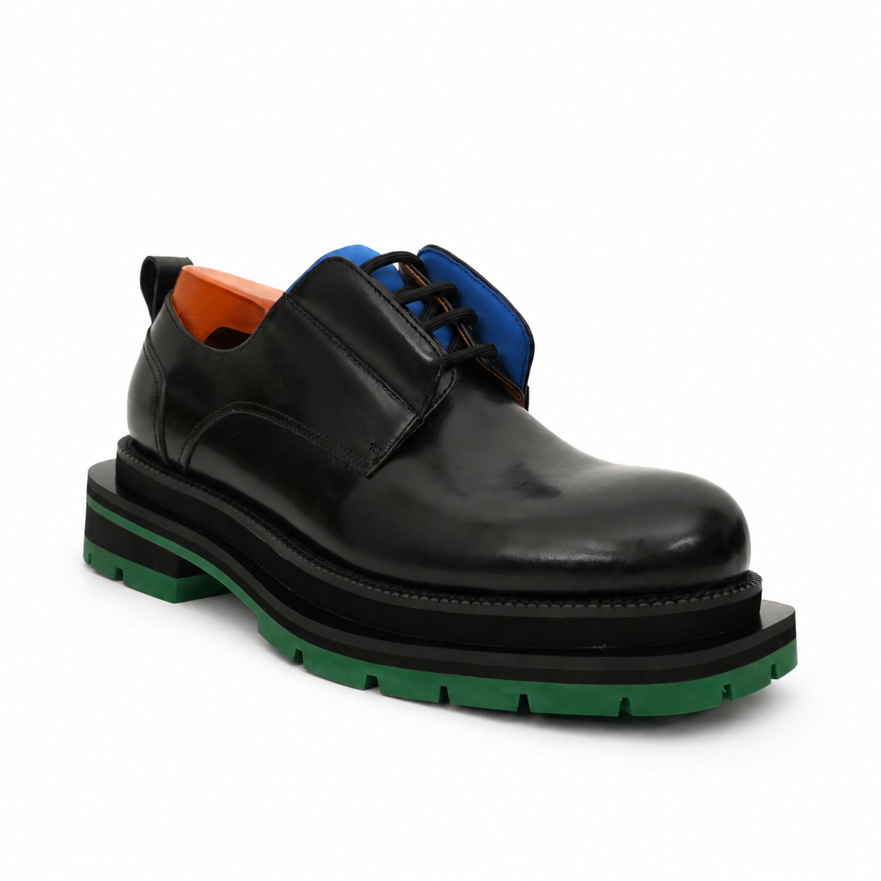 Black Blue Green Platform Derby