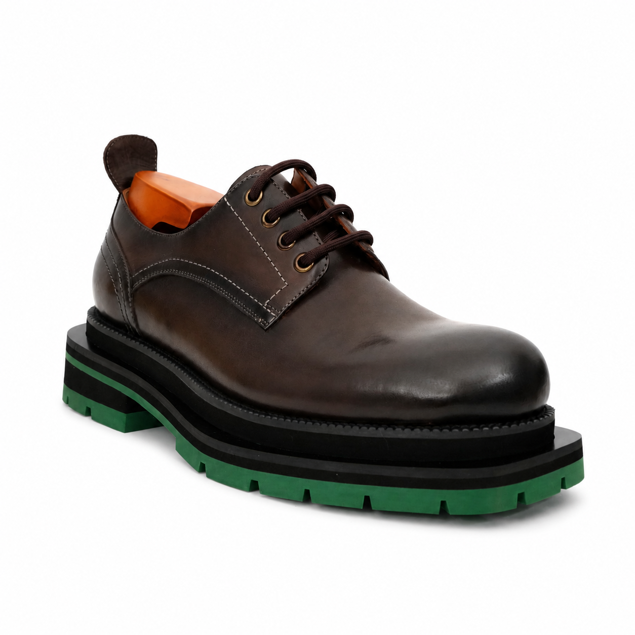 Burnished Brown Green-Sole Derby