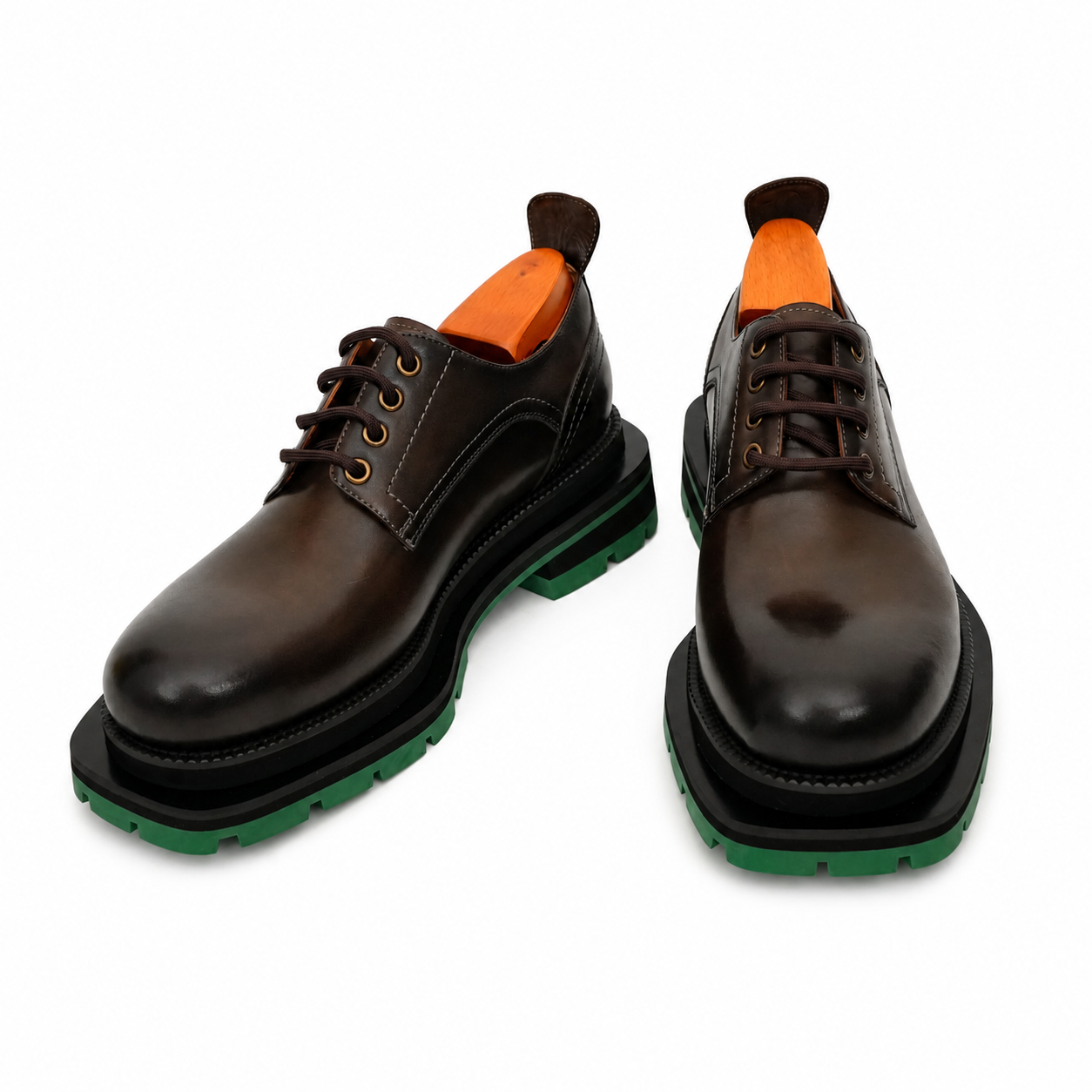 Burnished Brown Green-Sole Derby