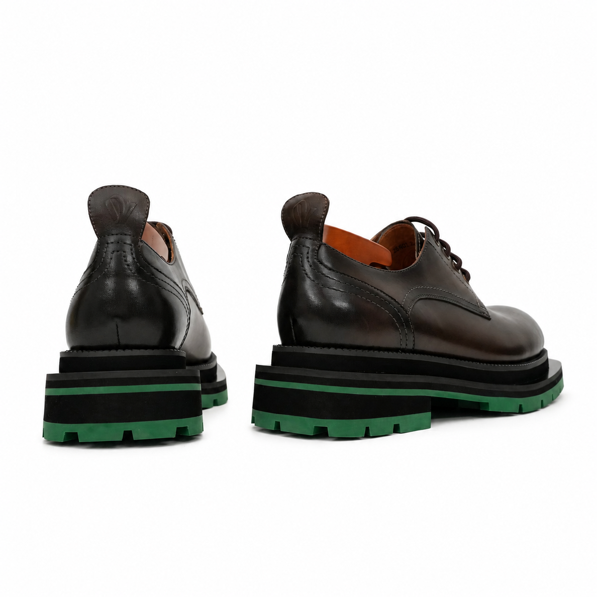 Burnished Brown Green-Sole Derby