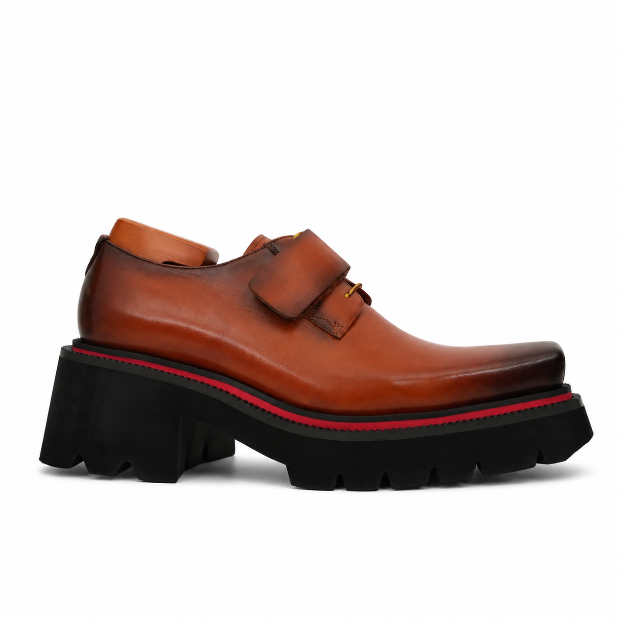Burnished Brown Platform Strap Shoe