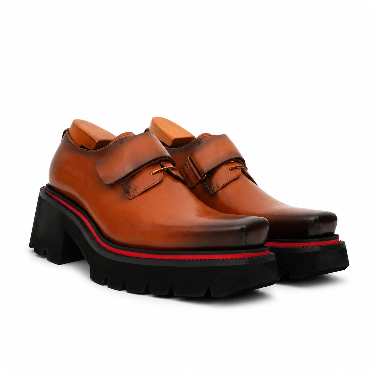 Burnished Brown Platform Strap Shoe