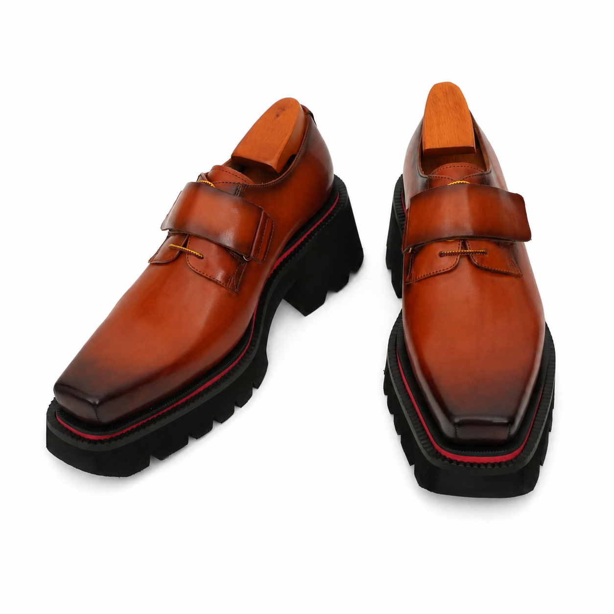 Burnished Brown Platform Strap Shoe