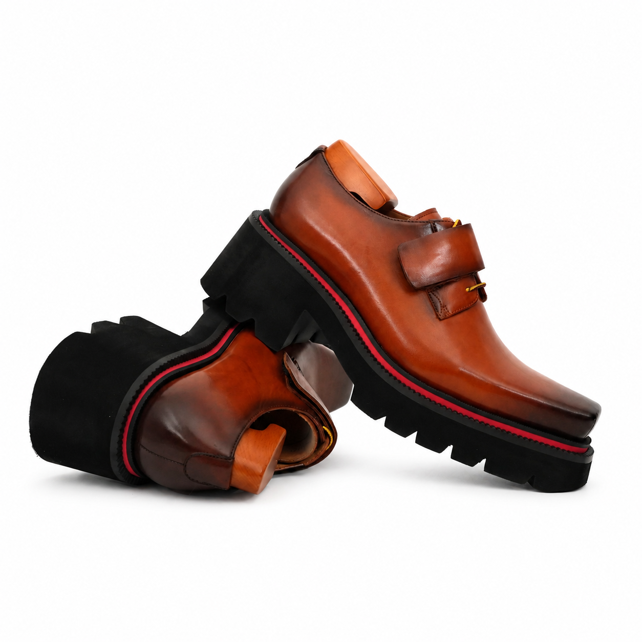 Burnished Brown Platform Strap Shoe