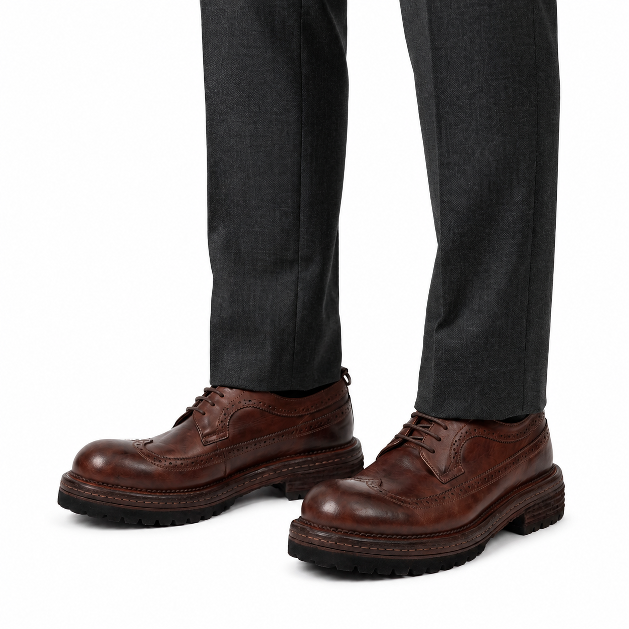 Washed Brown Brogue Lug Derby