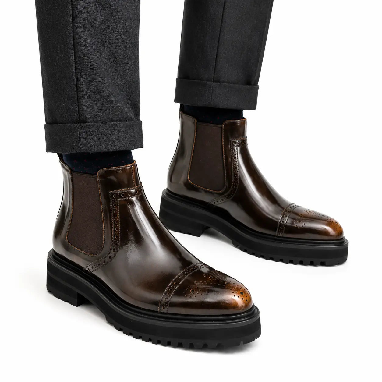 Cognac Croc Leather Chelsea Boot
